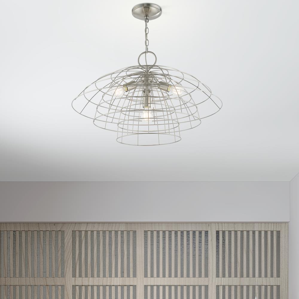 Livex Lighting Brooklyn 4 - Light Chandelier in  Brushed Nickel