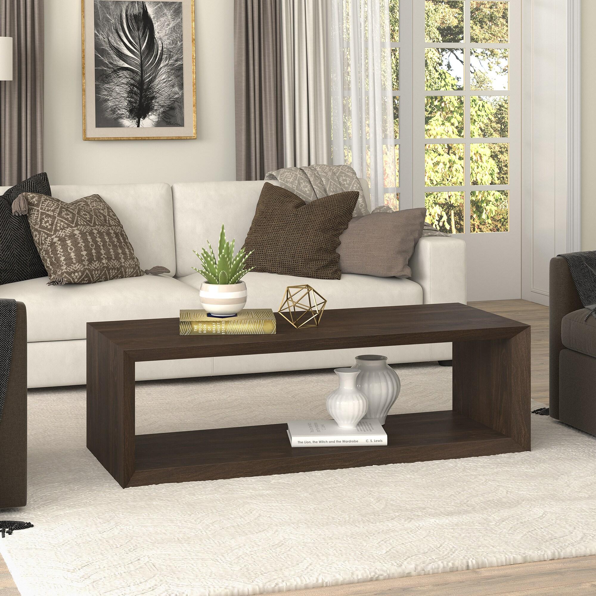 Foxtrot Faux Wood Coffee Table With Shelf