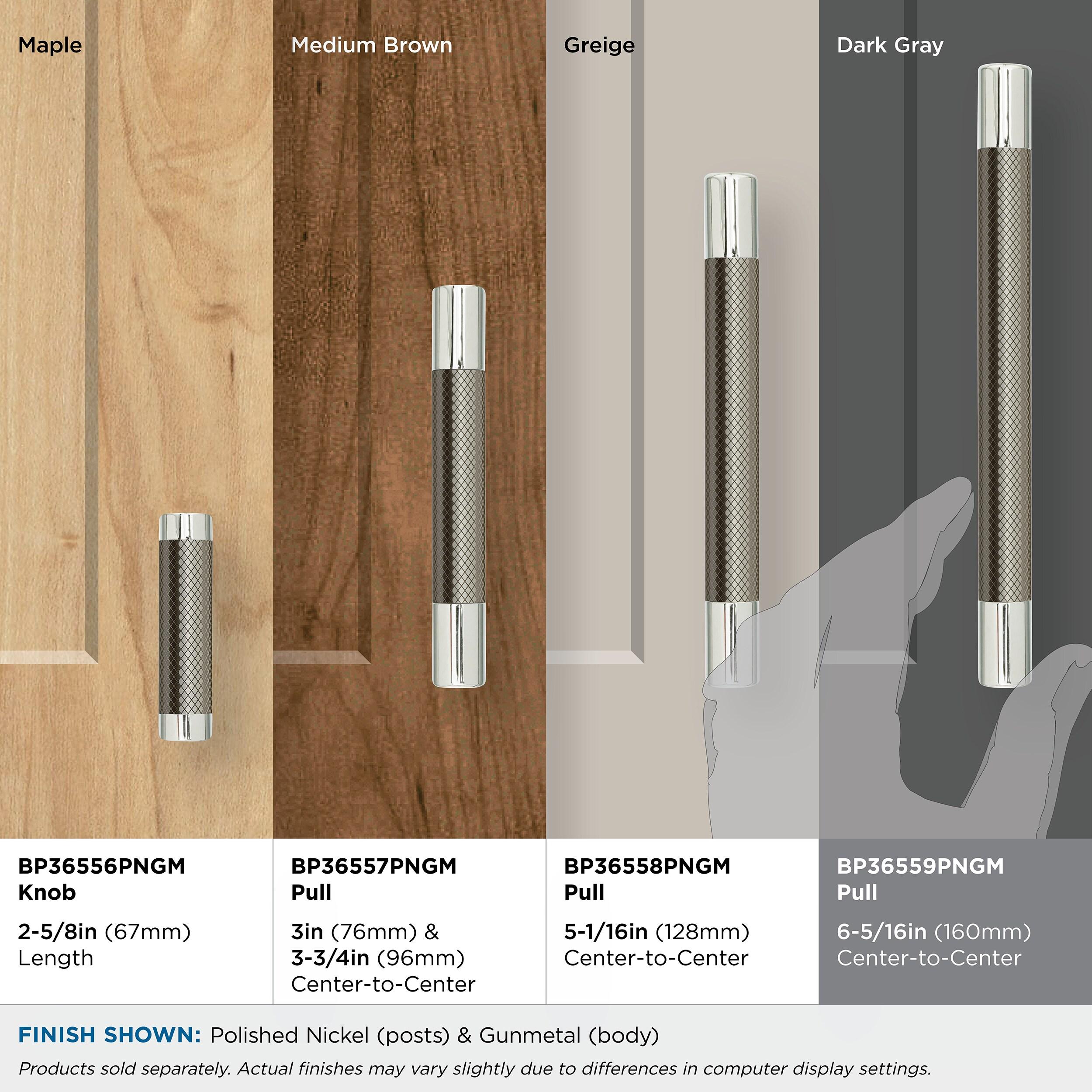 Amerock Esquire 6-5/16 inch (160mm) Center-to-Center Polished Nickel/Gunmetal Cabinet Pull