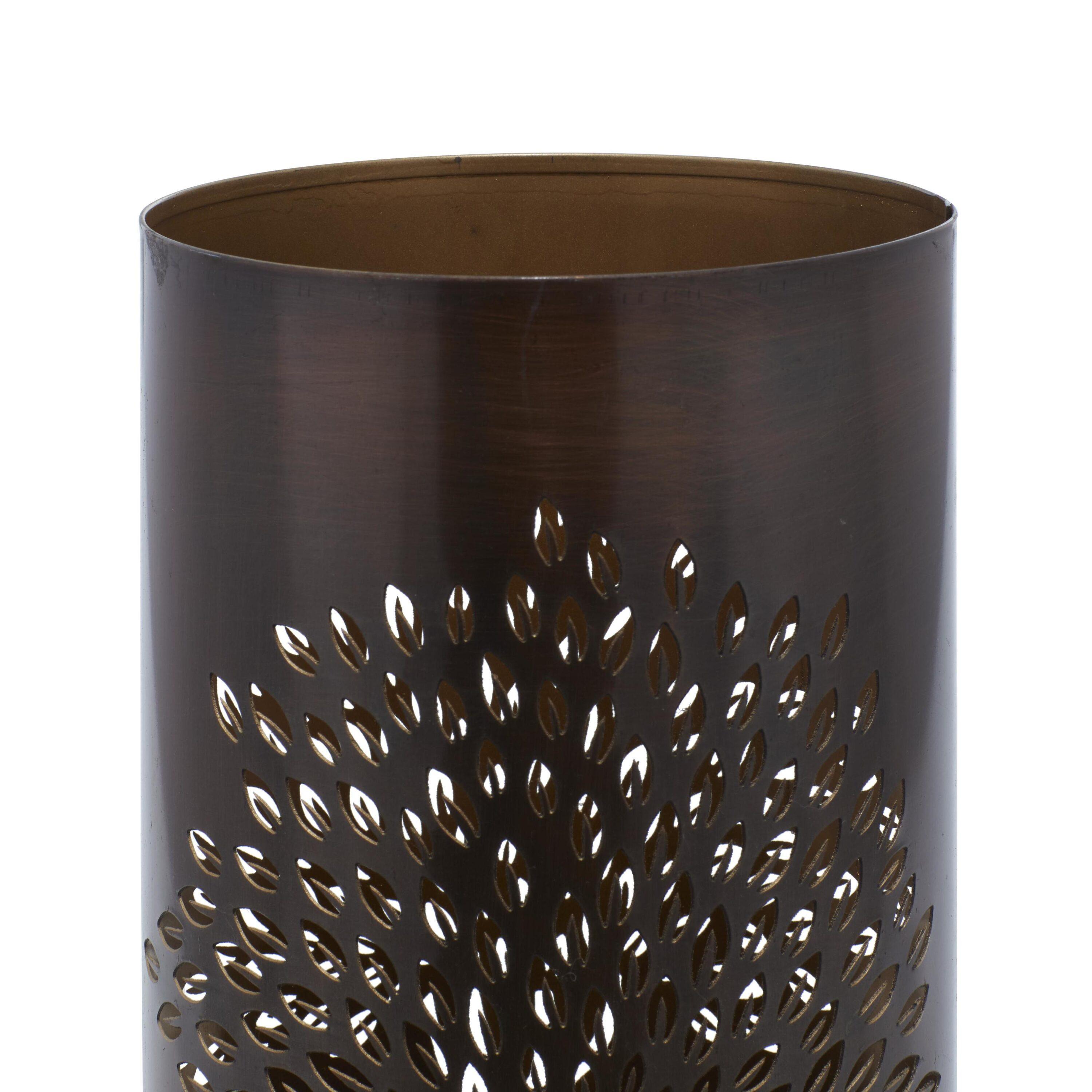 DecMode 3 Holder Copper Metal Tree Decorative Candle Lantern, Set of 3