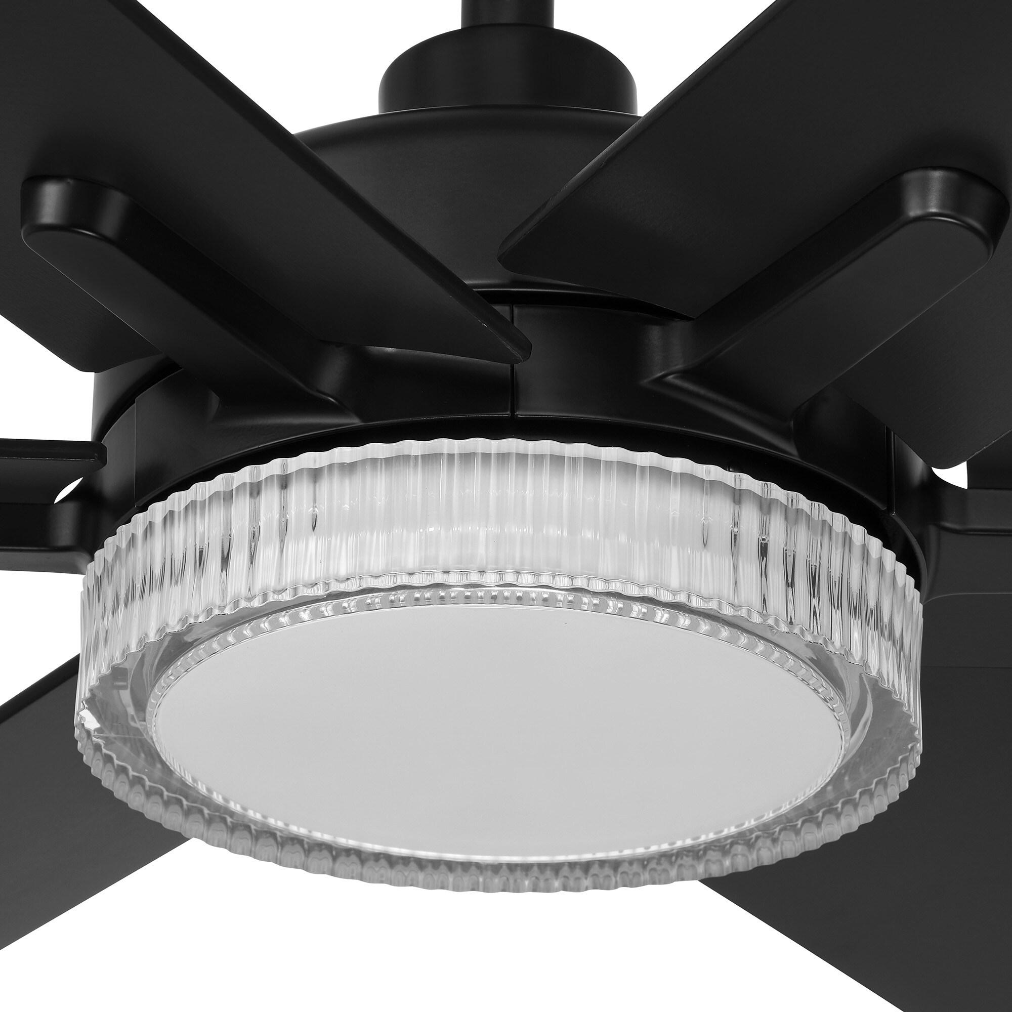 Chillion 60 in. Indoor/Covered Outdoor Matte Black LED Ceiling Fan with 5 CCT and 7 RGB Selections, Remote Included