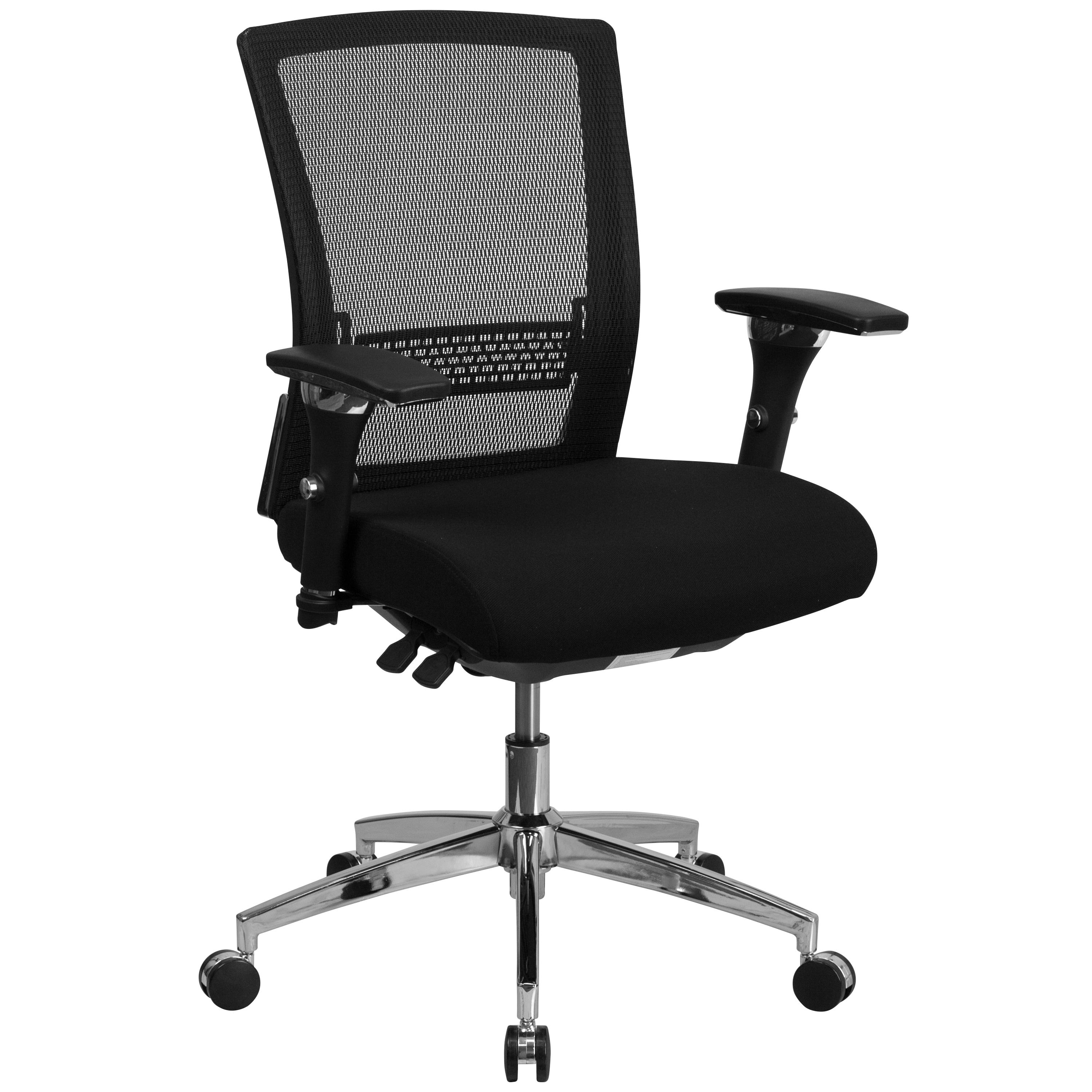 Ergonomic Mid-Back Mesh & Fabric Executive Swivel Chair in Black