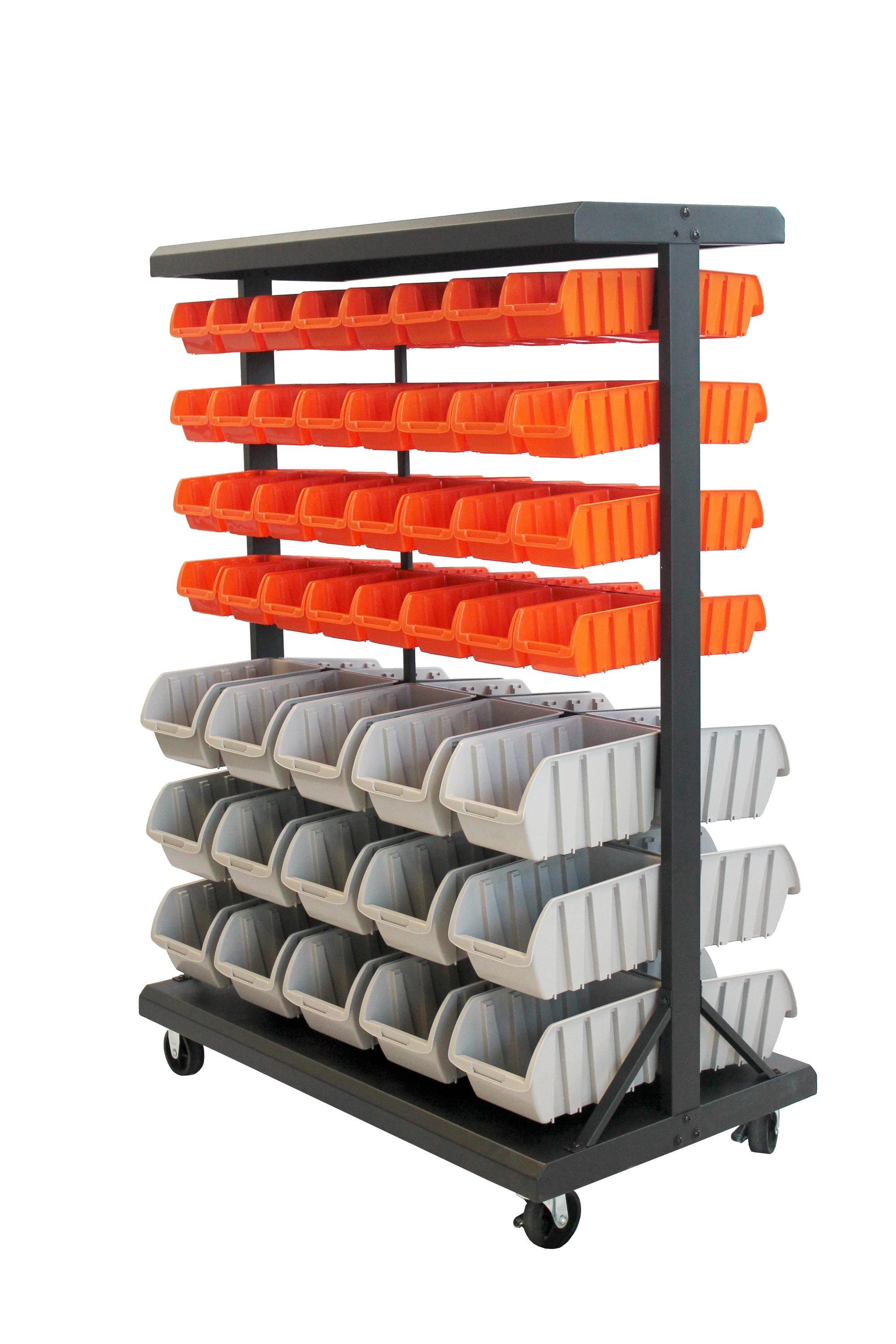 TRINITY Dual-Sided Mobile Bin Rack (35.5 in. W x 48.5 in. H x 19.75 in. D)