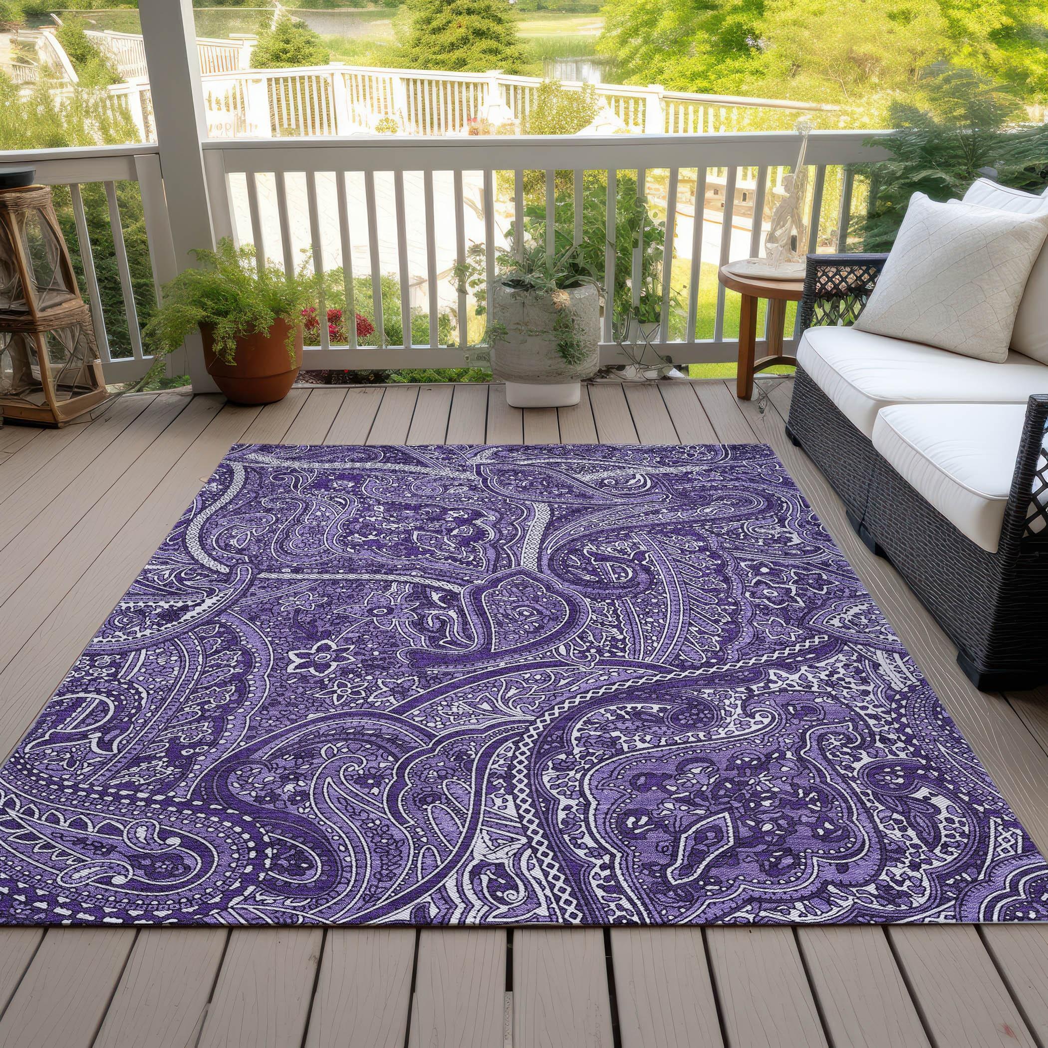 Chantille Purple Paisley 8' x 10' Indoor Outdoor Area Rug