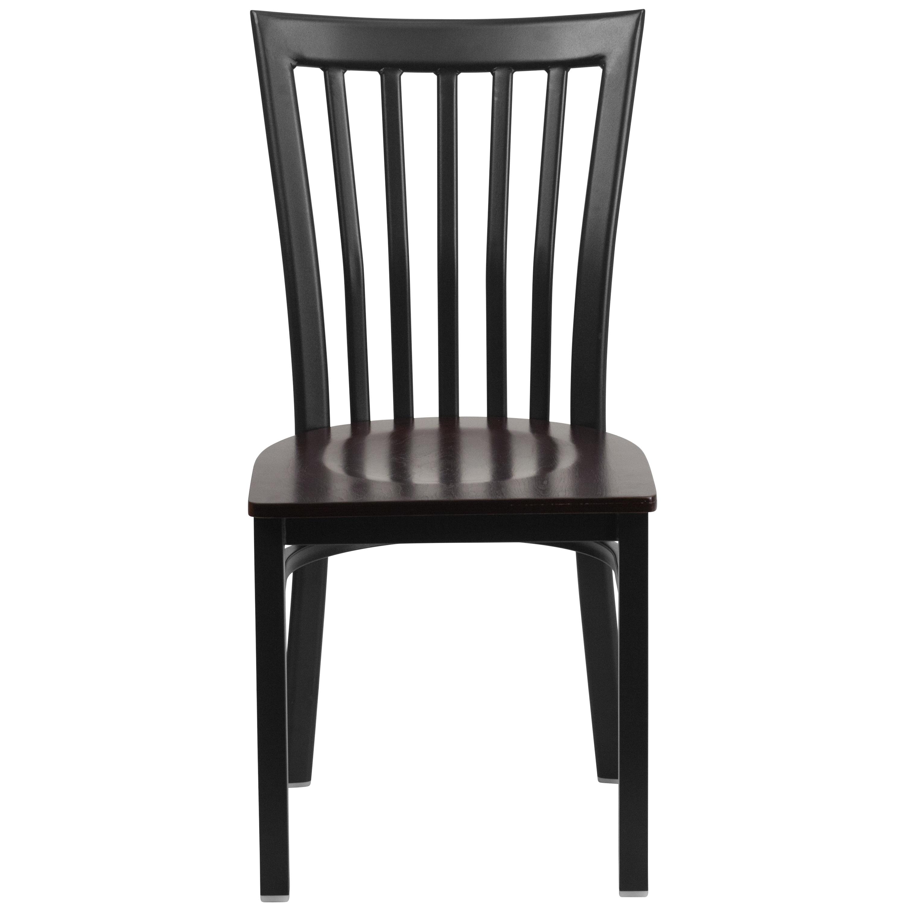 Flash Furniture HERCULES Series Black School House Back Metal Restaurant Chair - Walnut Wood Seat