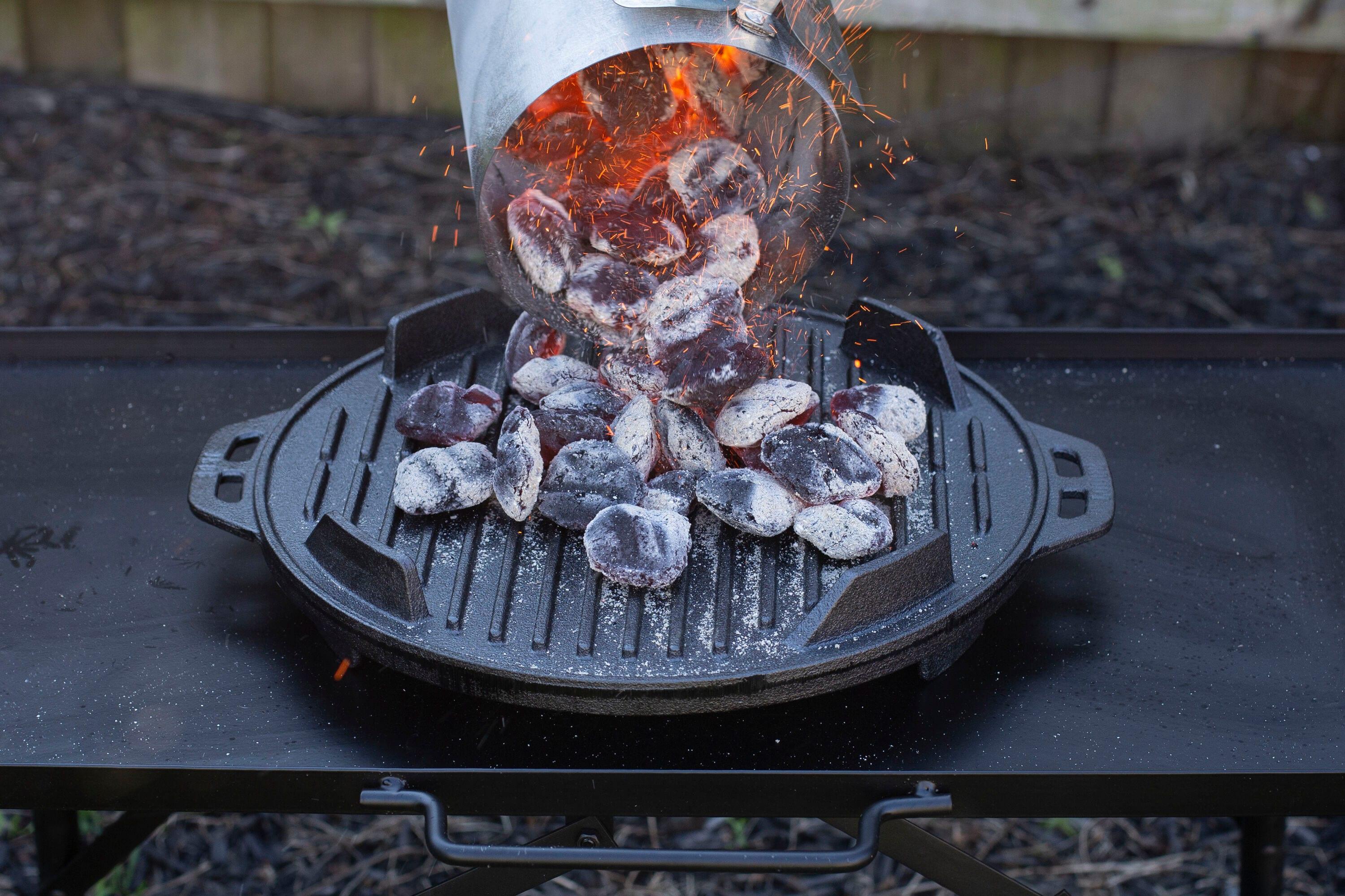 Lodge Cast Iron 12" Charcoal Camping Round Kickoff Grill
