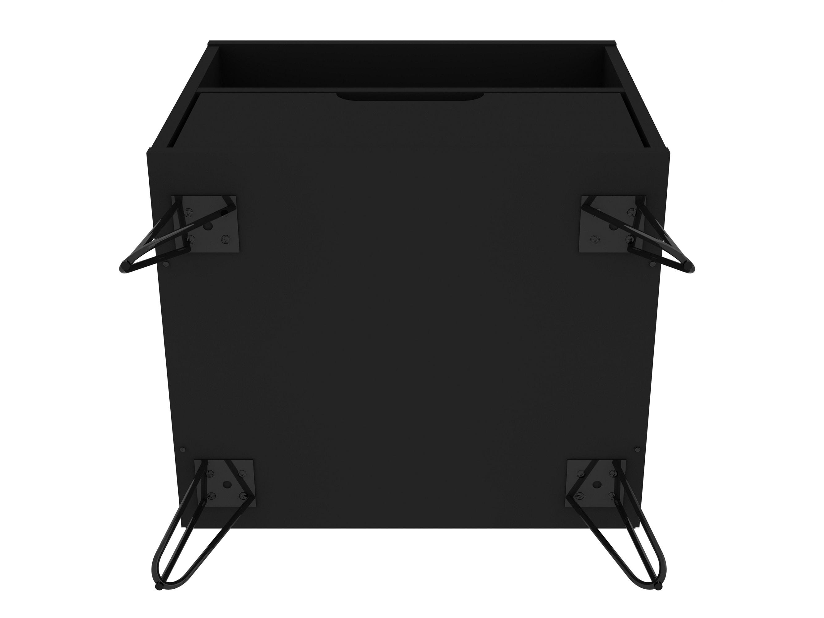 Set of 2 Rockefeller 1 Drawer Nightstands Black - Manhattan Comfort