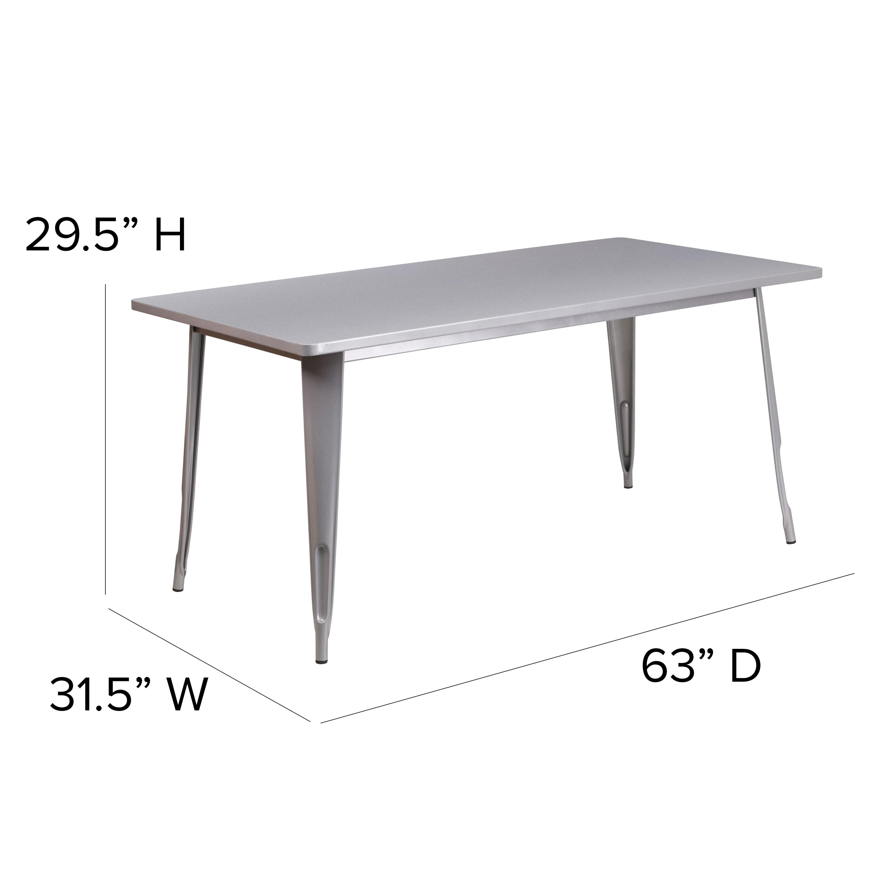 Flash Furniture Commercial Grade 31.5" x 63" Rectangular Silver Metal Indoor-Outdoor Table