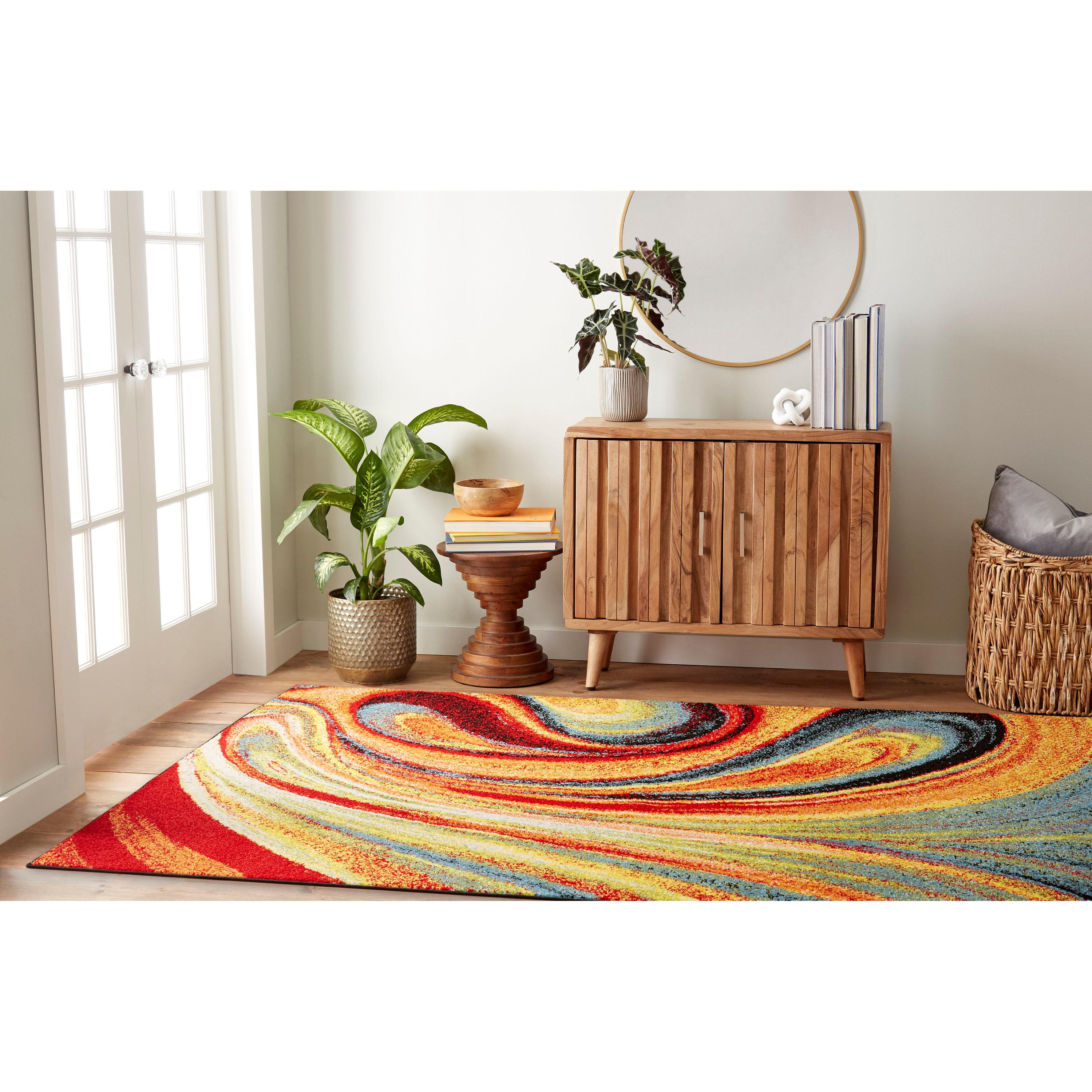 Home Dynamix Splash Adja Contemporary Abstract Swirl Area Rug, Red/Blue, 7'10"x10'2"