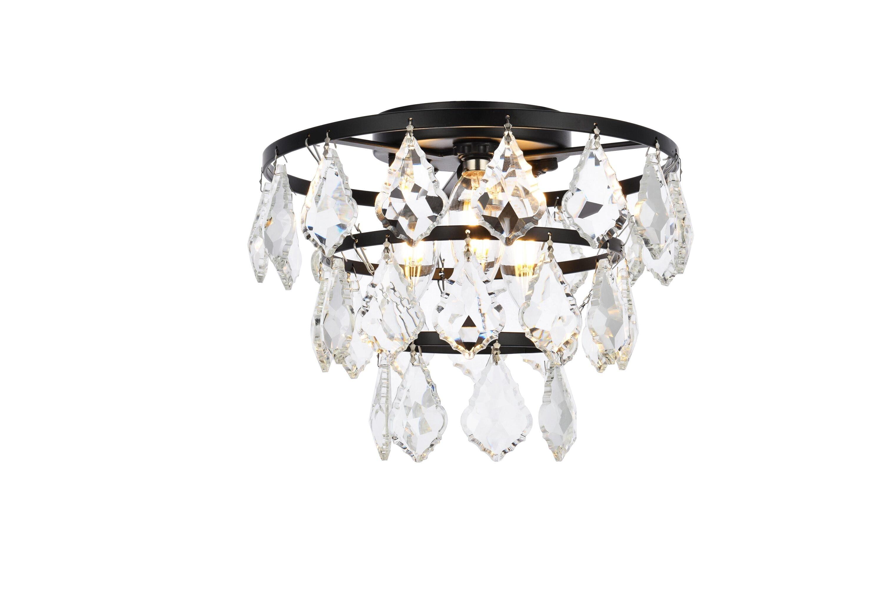 Elegant Lighting Ella 3 - Light Flush Mount in  Black