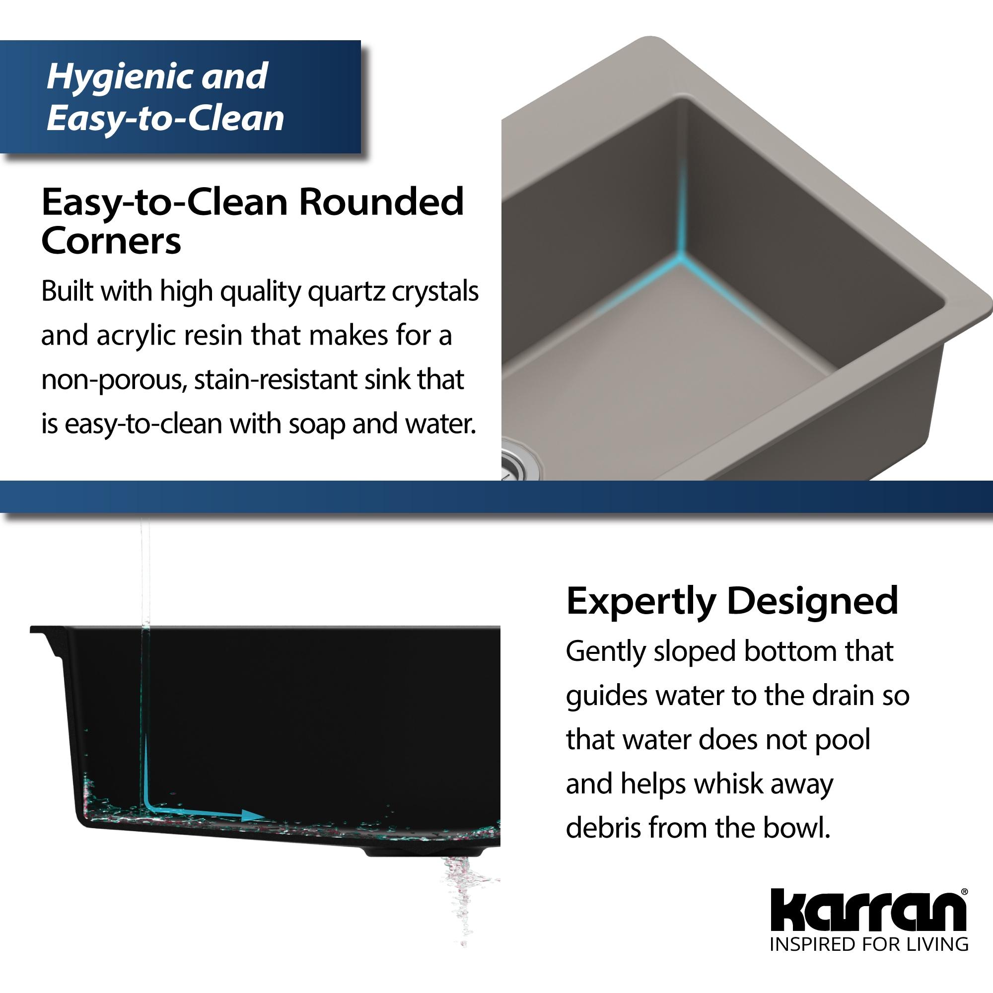 Karran Quartz 33'' X 22'' Large Single Bowl Drop-in Kitchen Sink