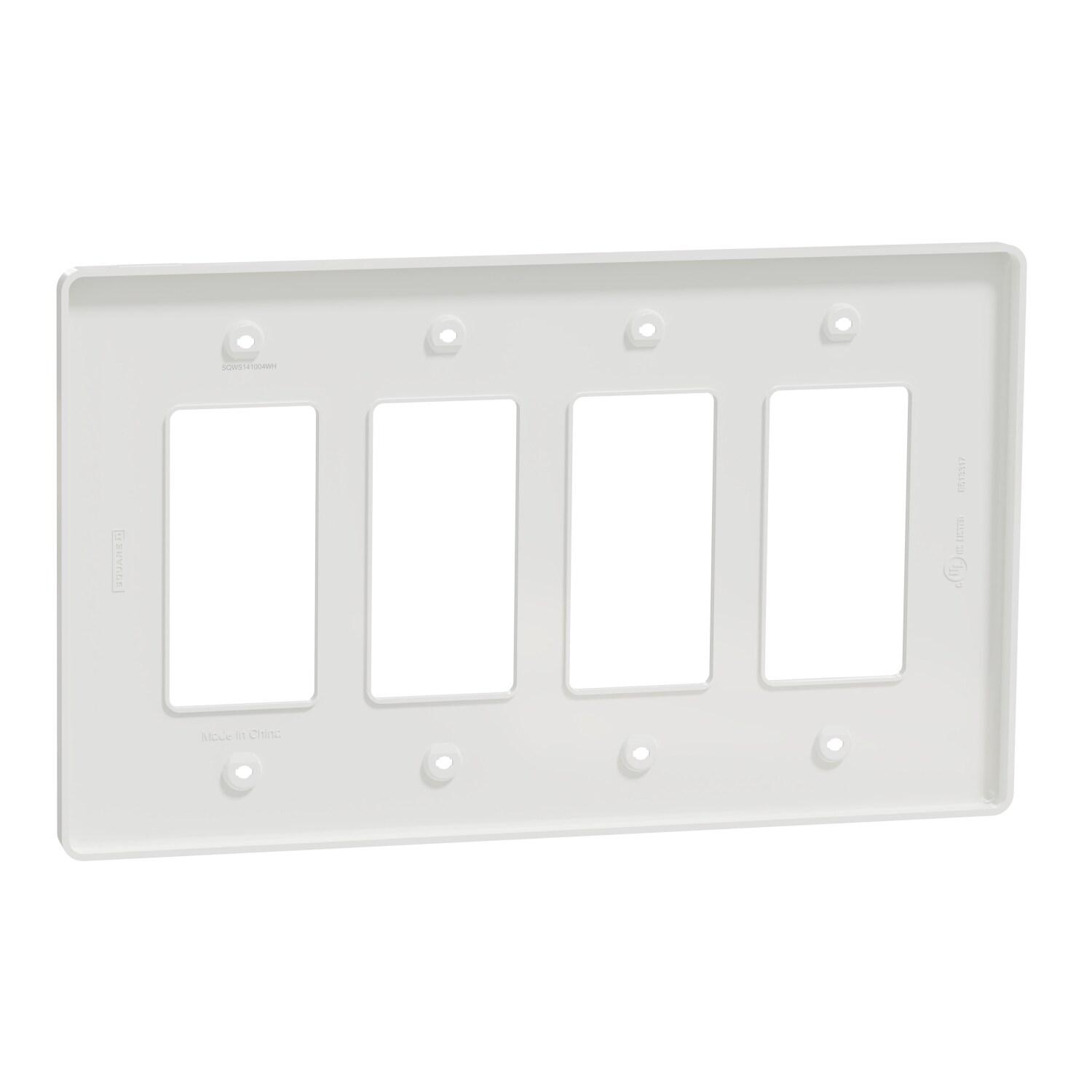 White Smooth 4-Gang Mid-Size Decorator Wall Plate