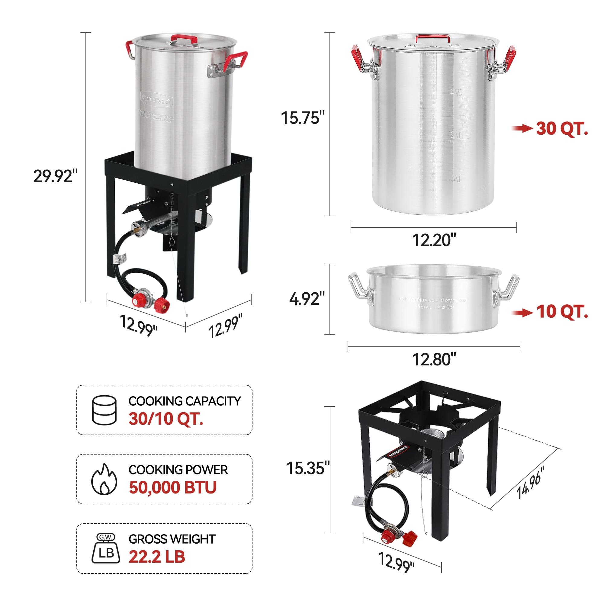 Creole Feast Creole Feast Premium Aluminum 30 Qt. Turkey Fryer And 10 Qt. Fish Fryer Boiler Steamer Set