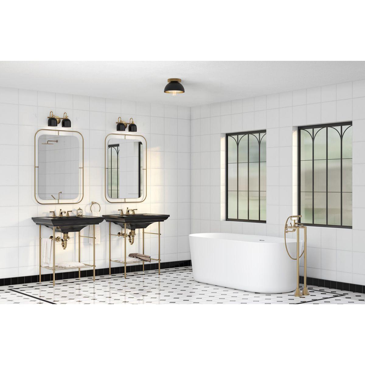 Eva Collection One-Light Matte Black Mid-Century Modern Flush Mount Light
