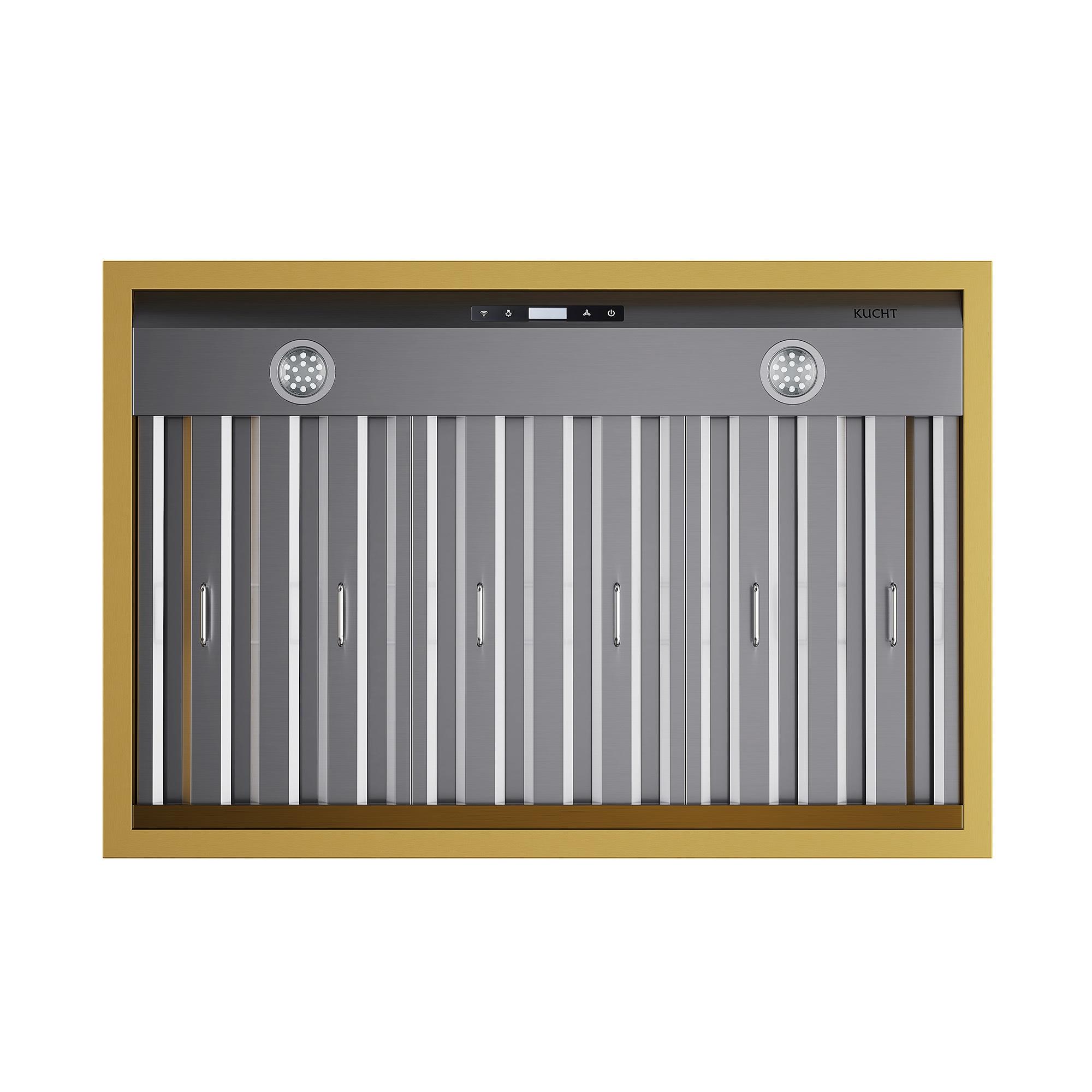 36 in. 800 CFM Wall Mounted Range Hood with Gold Accents