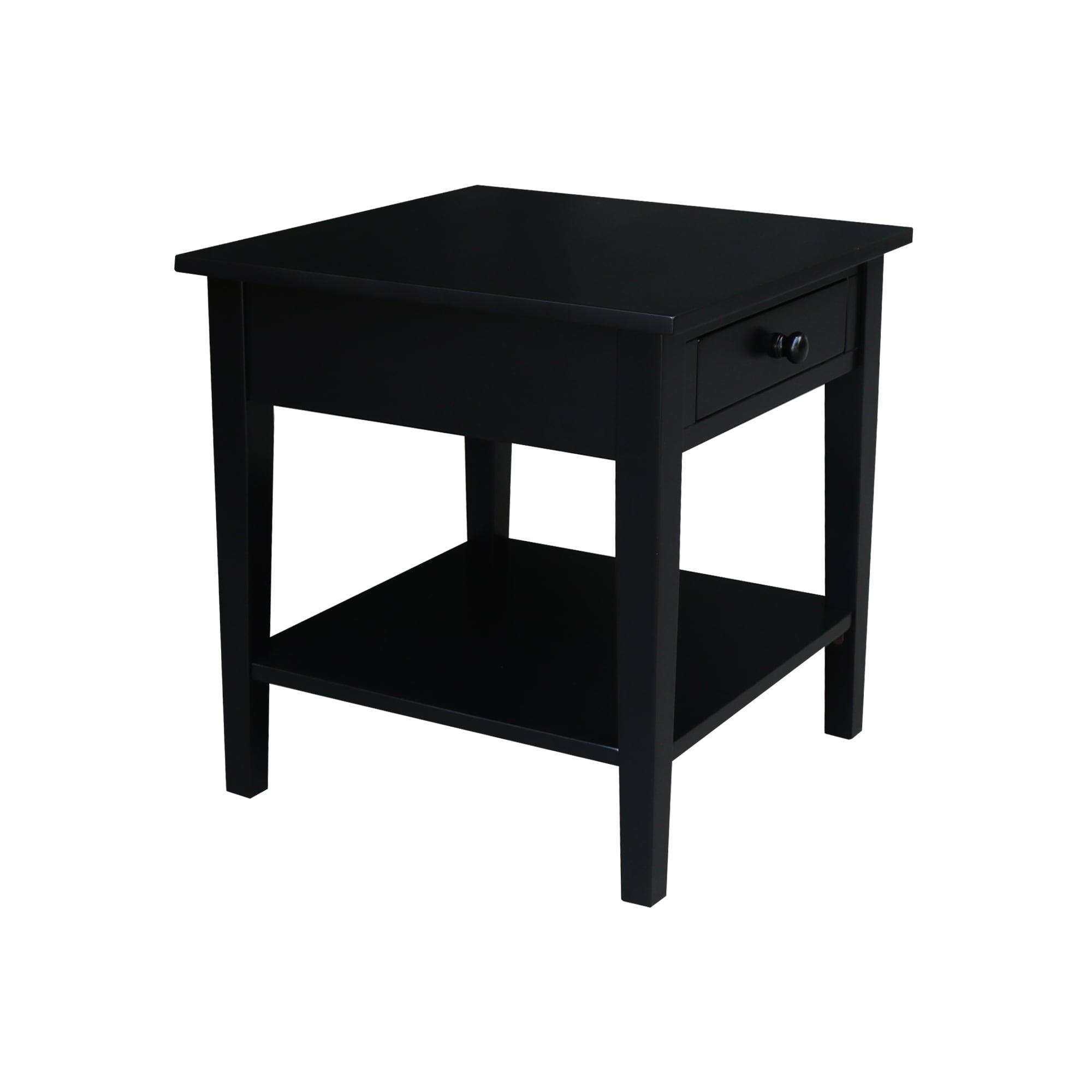 International Concepts Spencer End Table Black: Modern Square Design, Hardwood Frame, 24x24 Size, Spot Clean