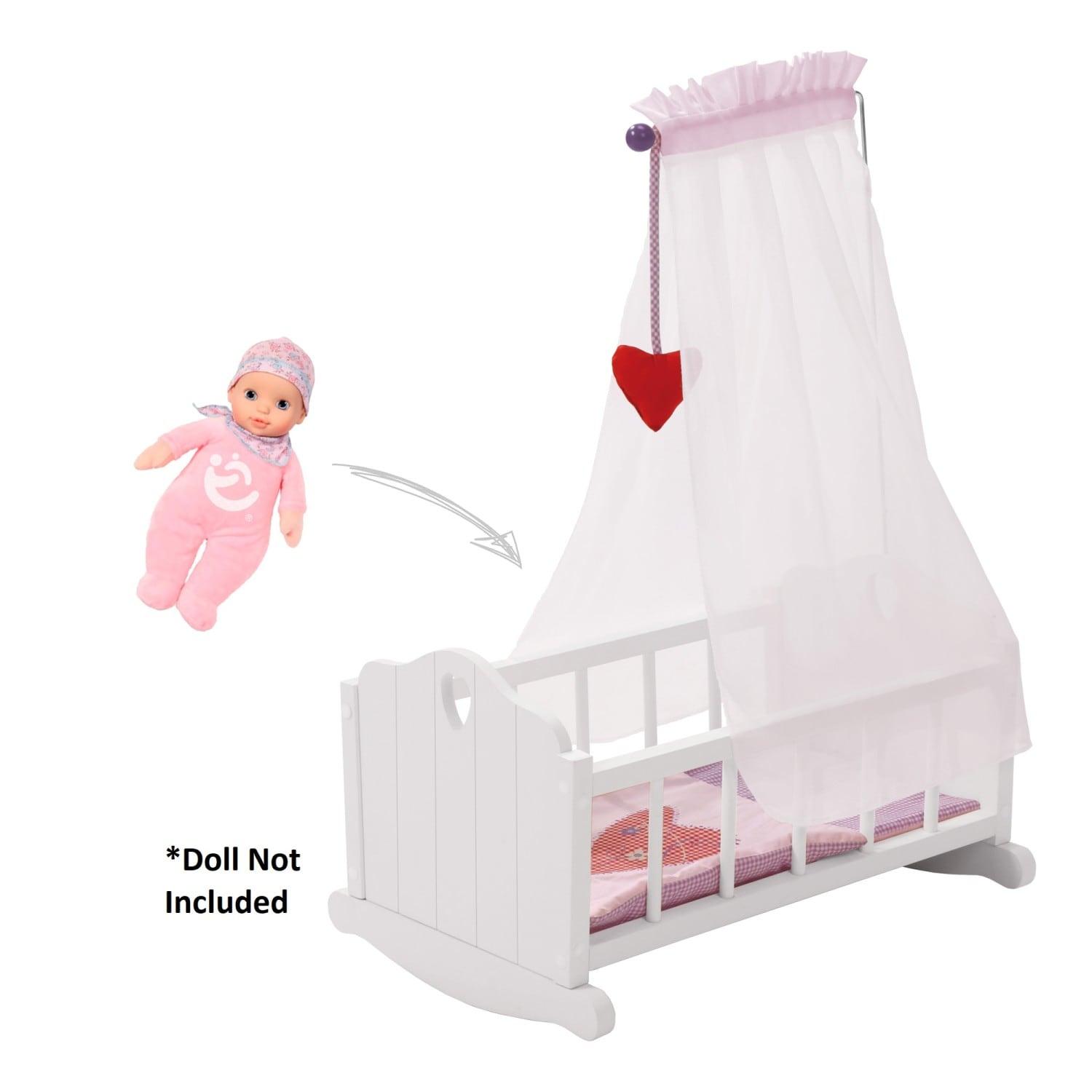 Roba Doll Cradle Set: Fienchen - Heart, Pink & White