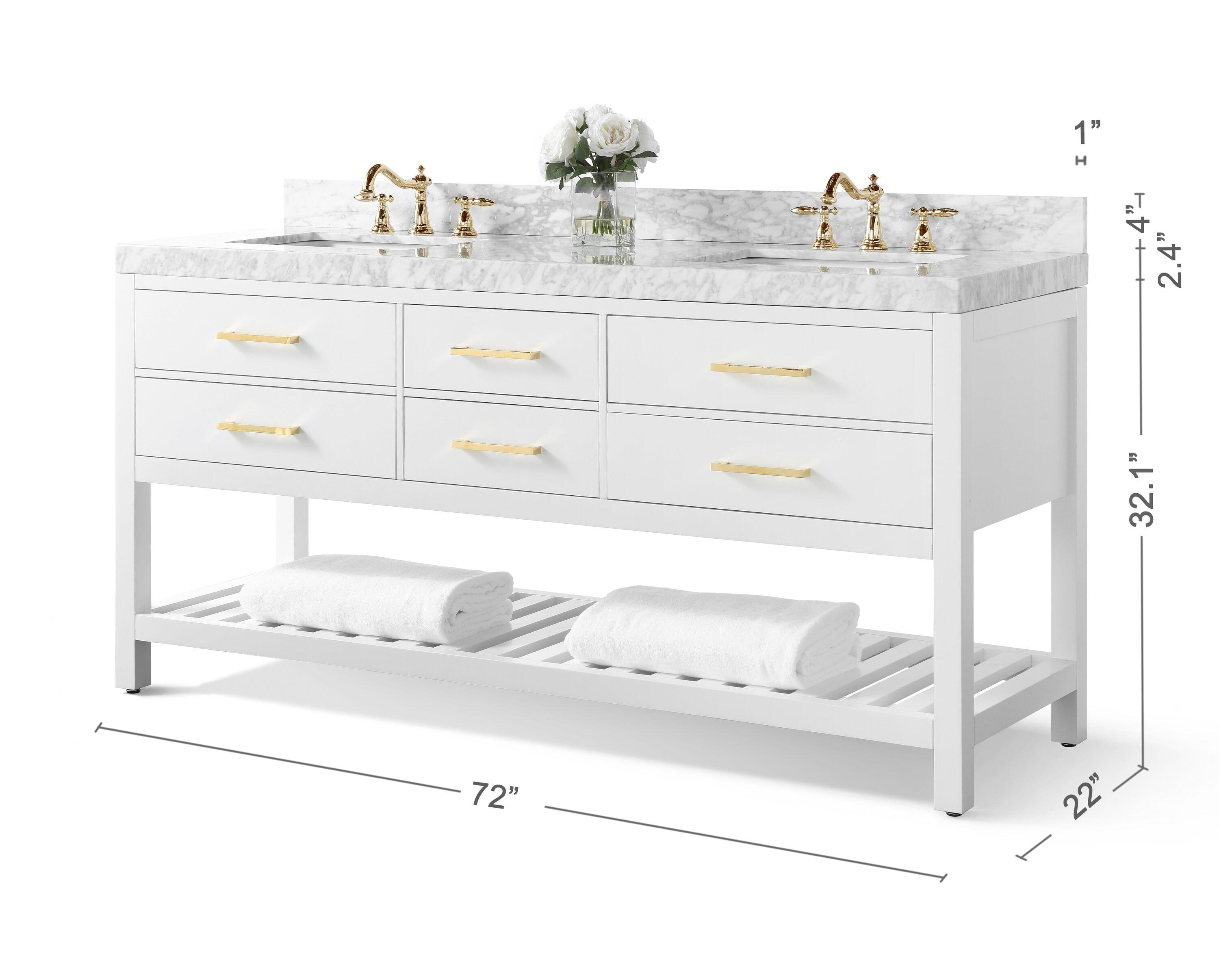 Ancerre Designs Elizabeth 72" Bathroom Vanity Set with Gold Hardware in White