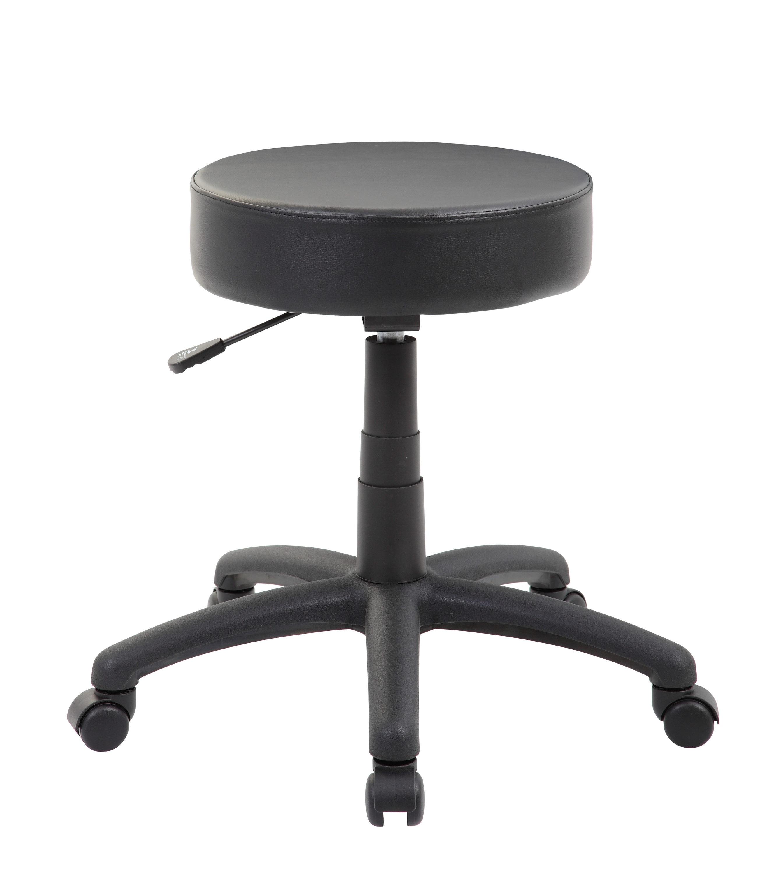 Boss Office Products Dot Faux Leather Swivel Drafting Stool in Black