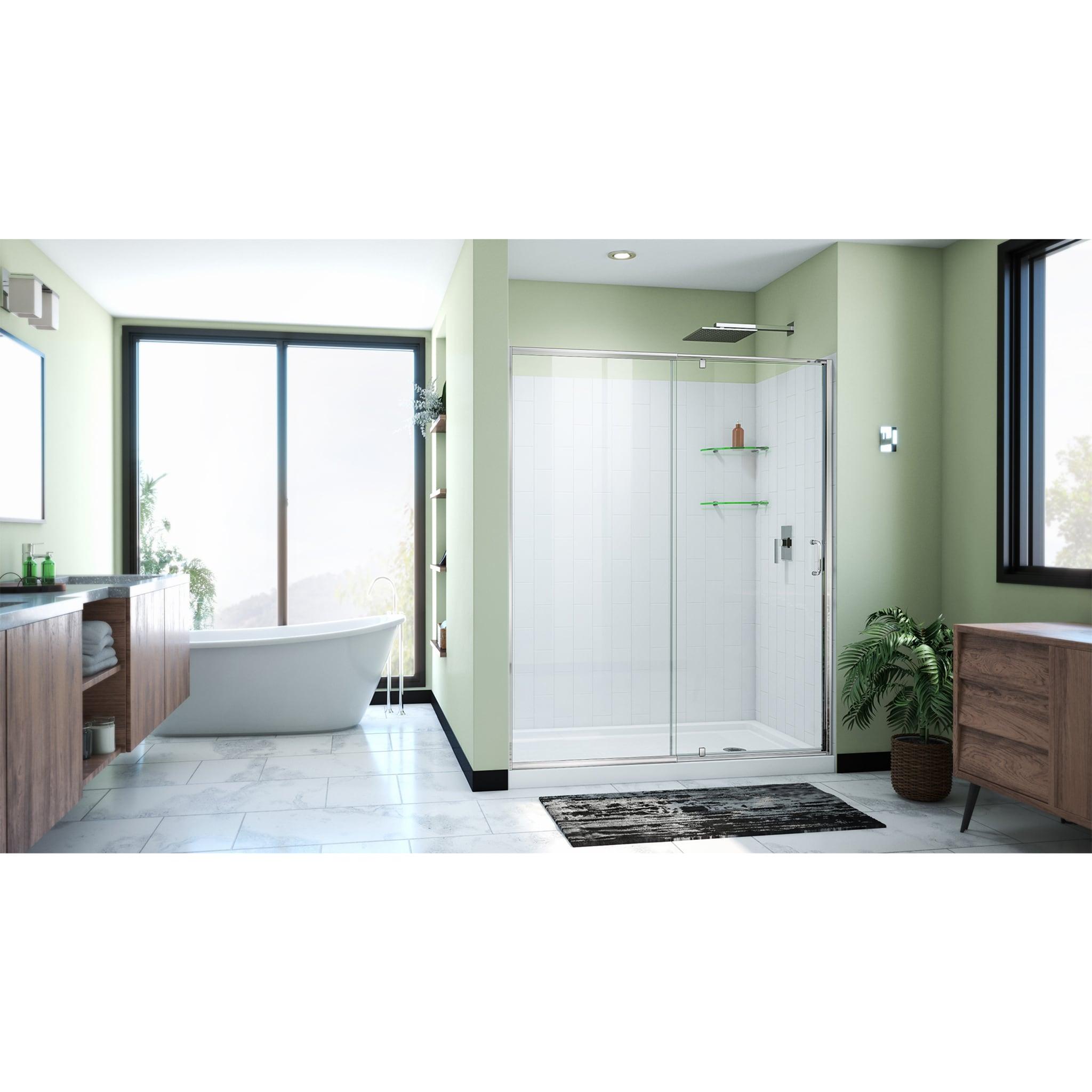 DreamLine Flex 60" W x 34" D x 78" H Semi-Frameless Square Tub Enclosure with Fixed Panel and Base Included D2226034XXR0001