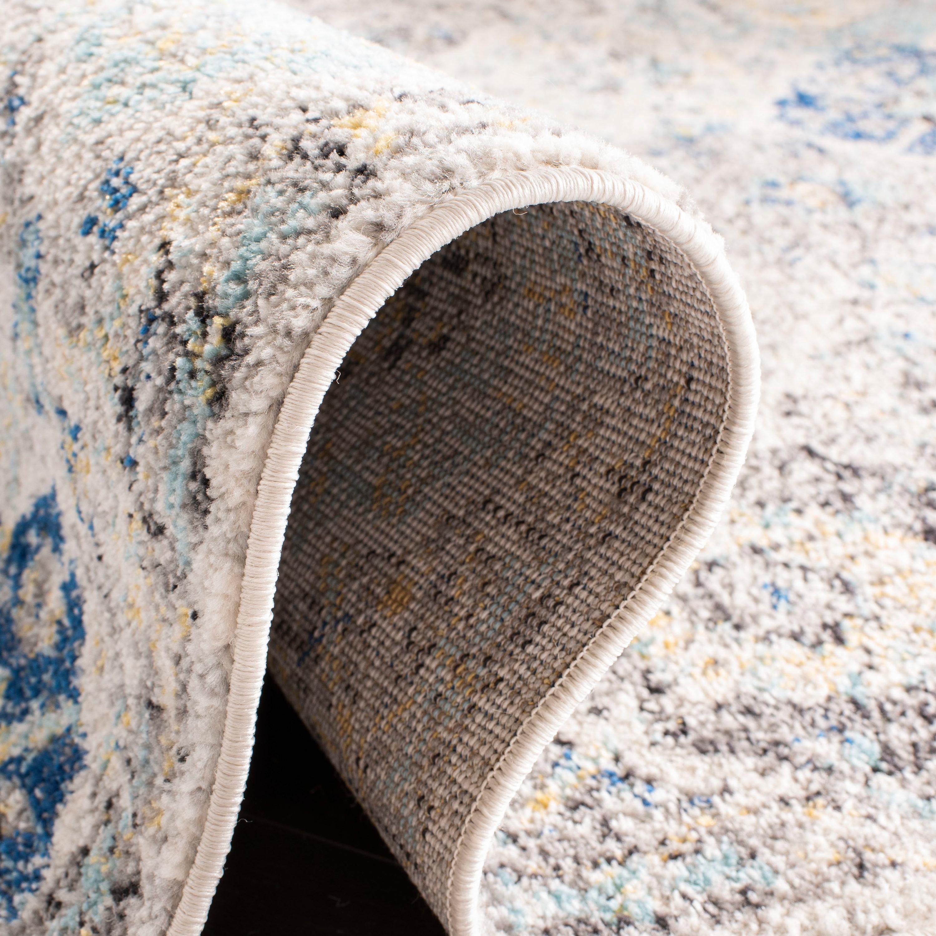 SAFAVIEH Madison Judith Distressed Area Rug, Ivory/Aqua, 12' x 15'