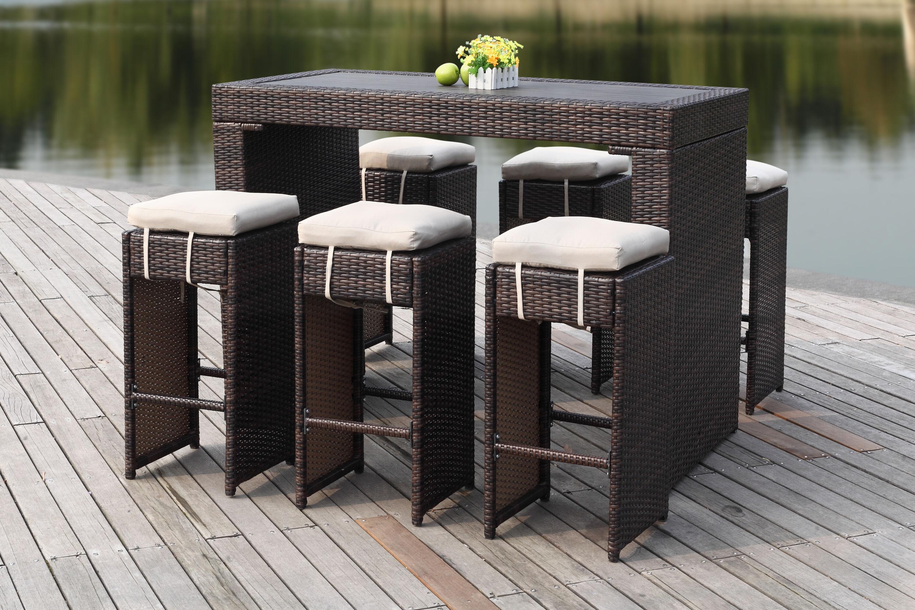 Sanders Outdoor Bar Set - Titanium/Sand - Safavieh