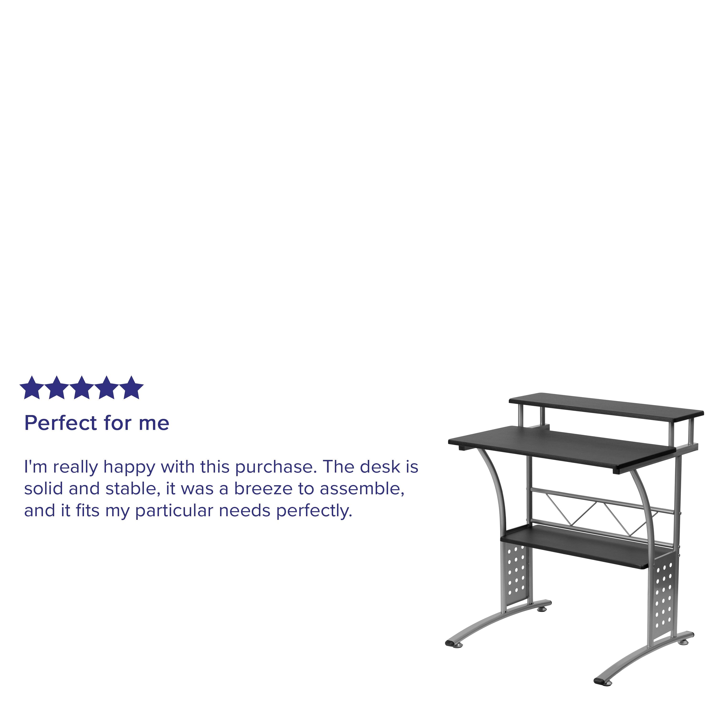 Flash Furniture Clifton Modern Office Computer Desk with Top/Bottom Storage Shelves, 28"W, Black