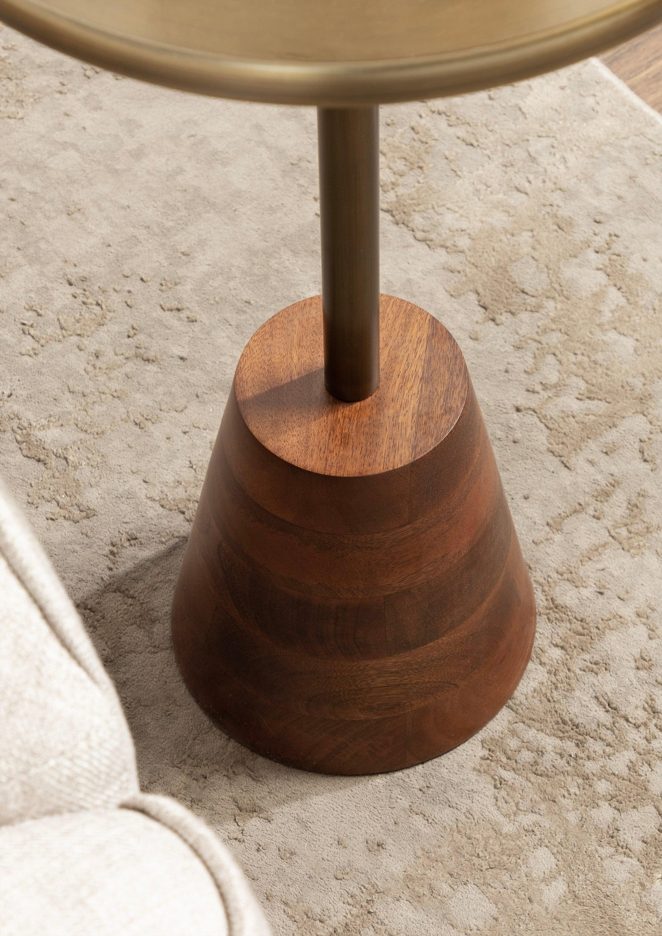 Kate and Laurel Tira Round Side Table, 14x14x24, Walnut Brown