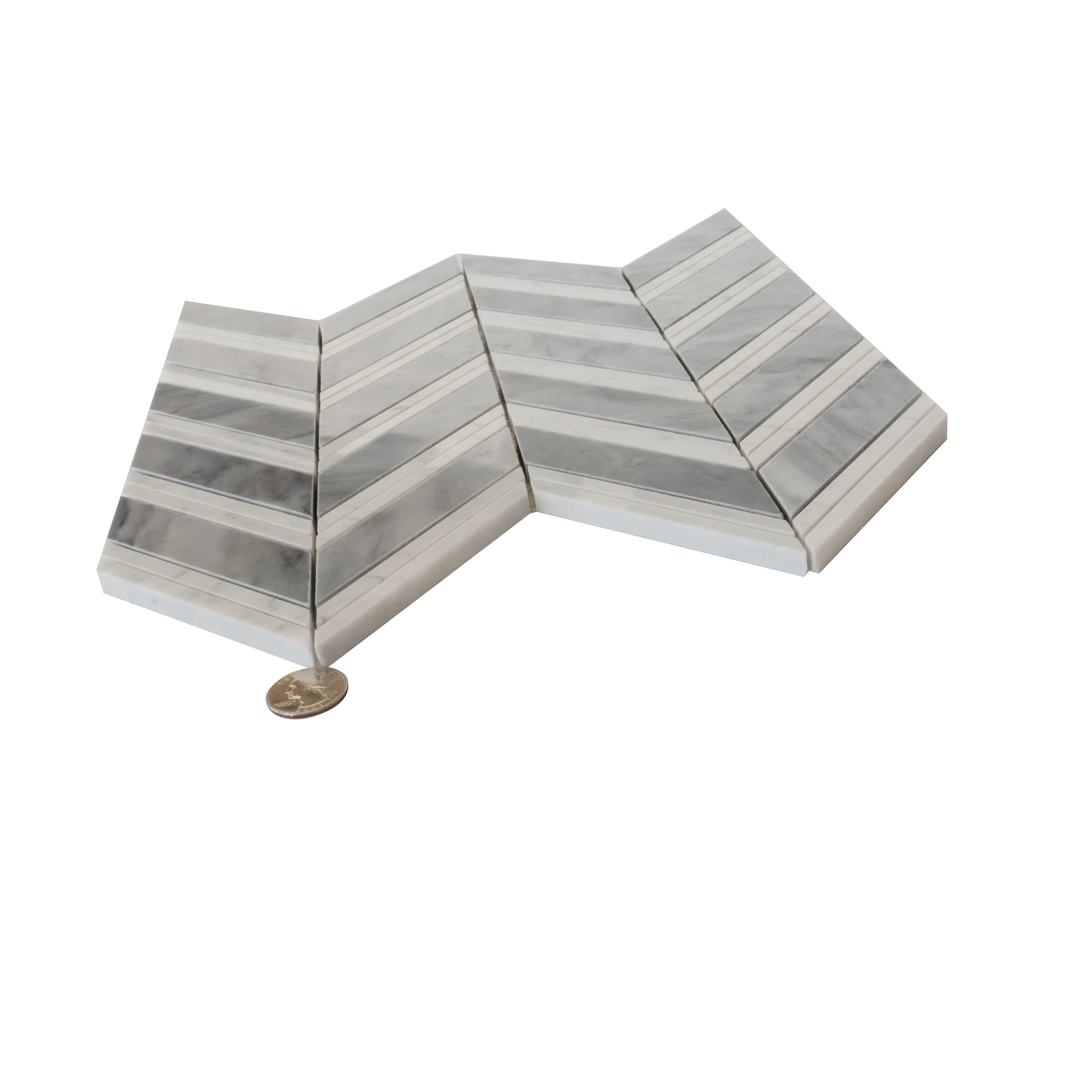 11" X 11.8" Herringbone Marble Polished Tile