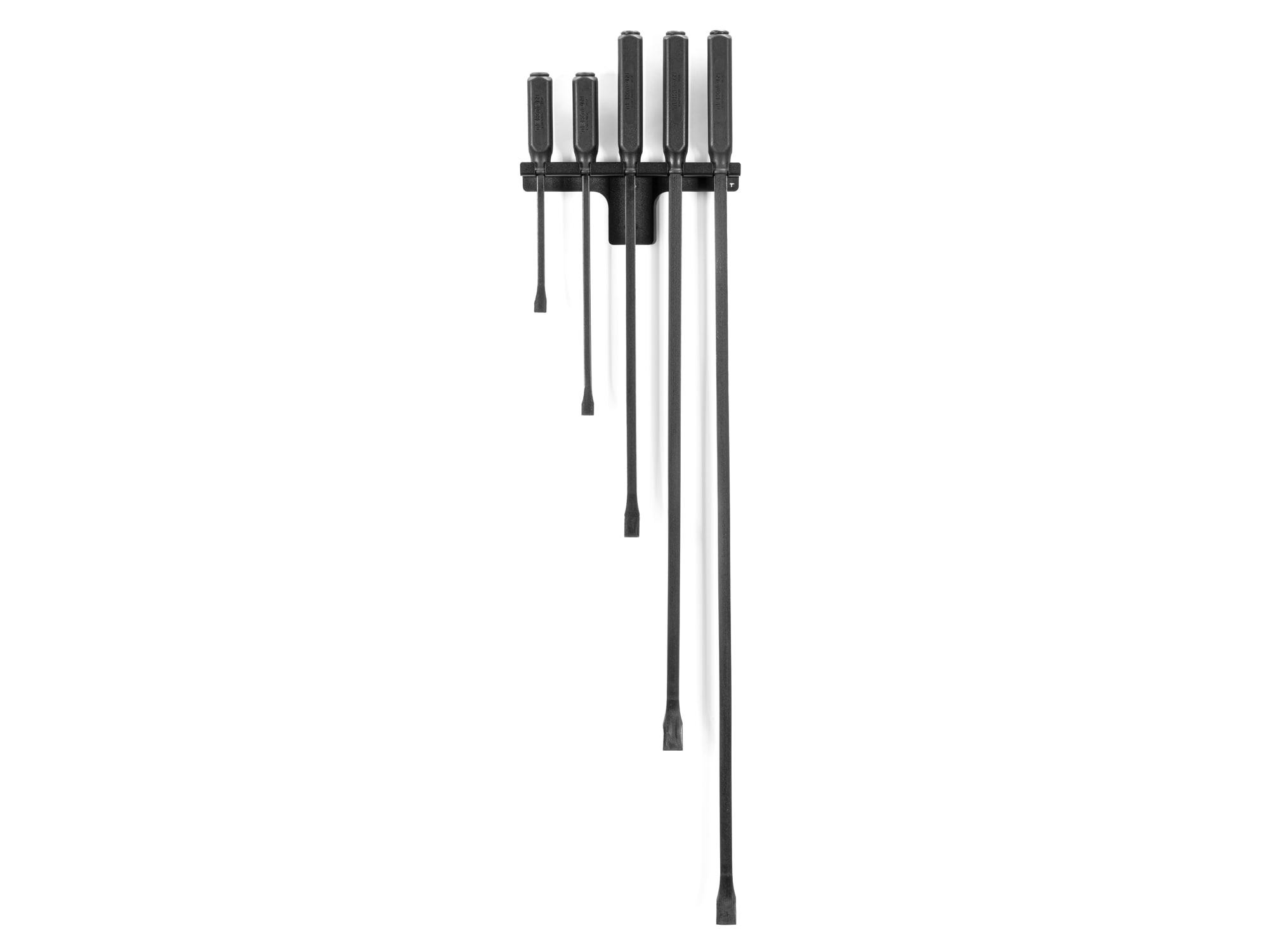 Tekton 5-Piece Black Steel Pry Bar Set with Wall Hanger