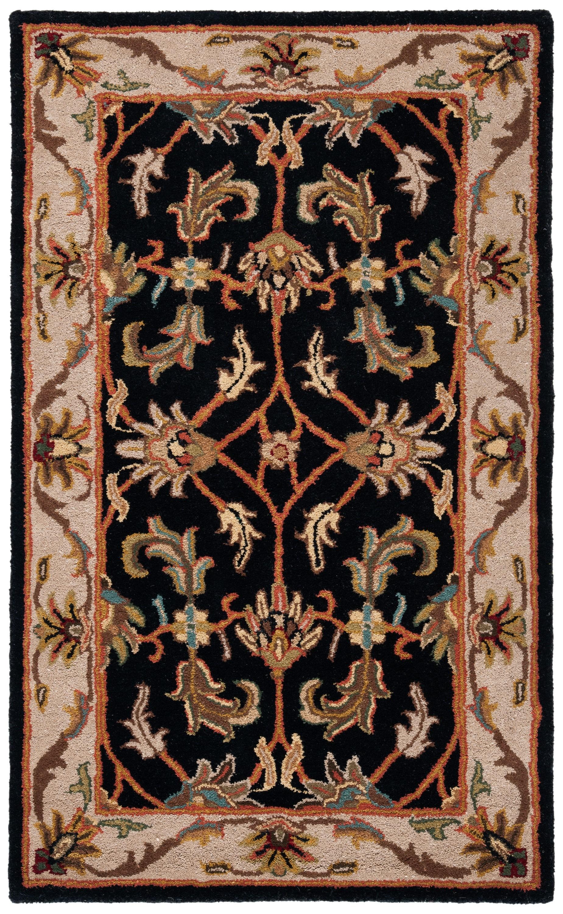 SAFAVIEH Heritage Valery Traditional Wool Area Rug, Black/Beige, 2'3" x 4'