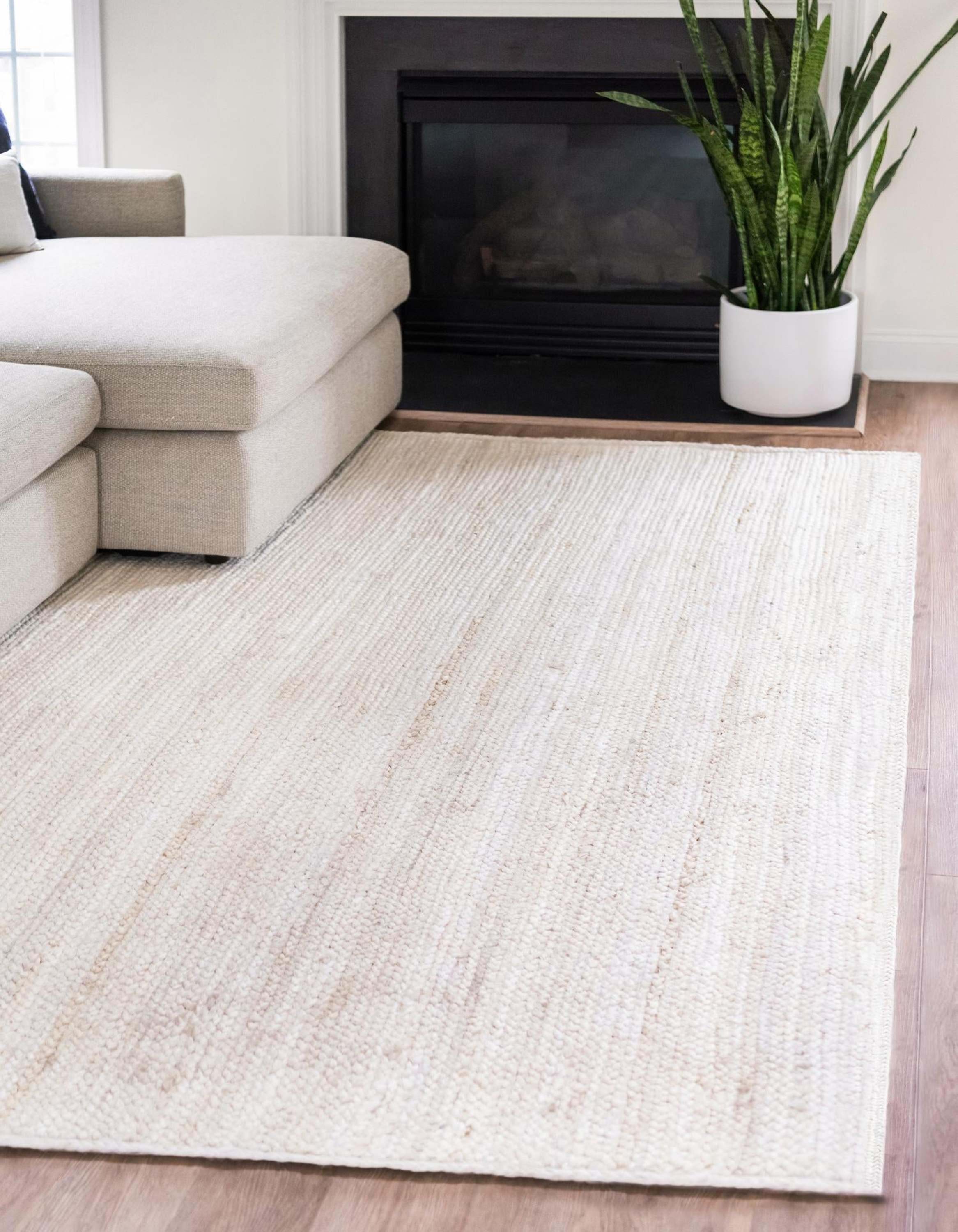 Unique Loom 2'x3' Braided Jute Dhaka White Indoor Area Rug