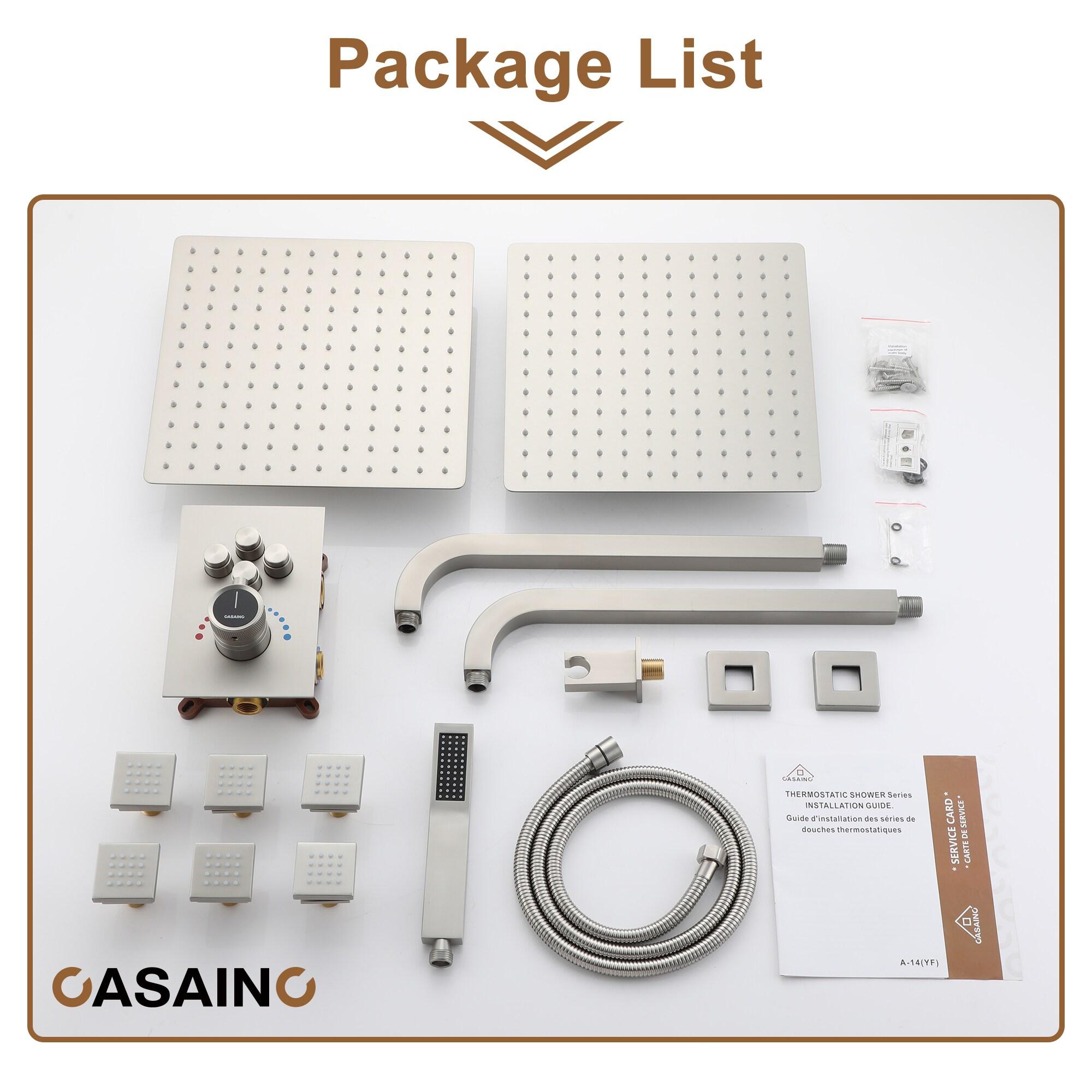 CASAINC Single Handle Thermostatic 4-function Shower Faucet Dual Showerhead