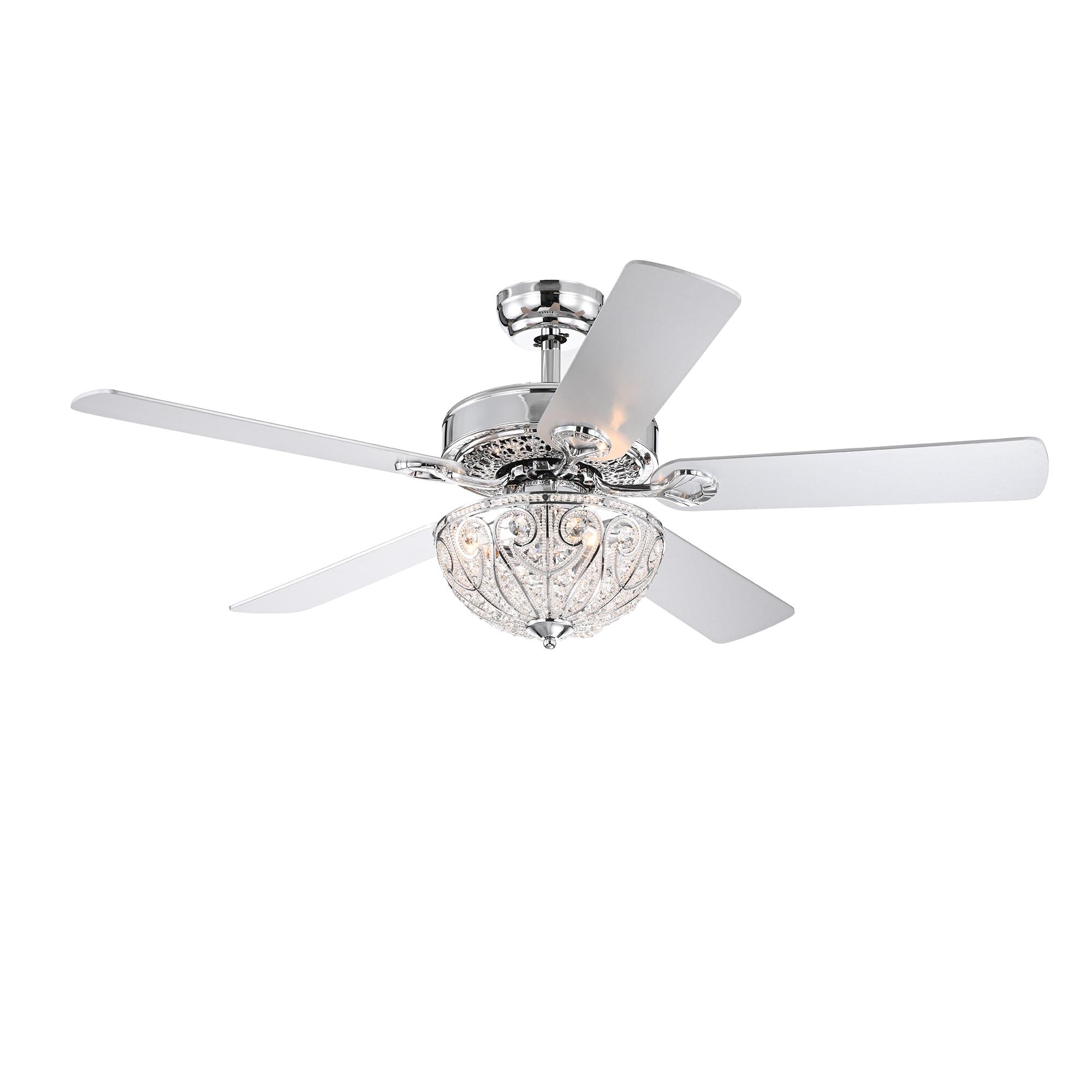 Matte Gold and Silver 30" Ceiling Fan with Crystal Chandelier