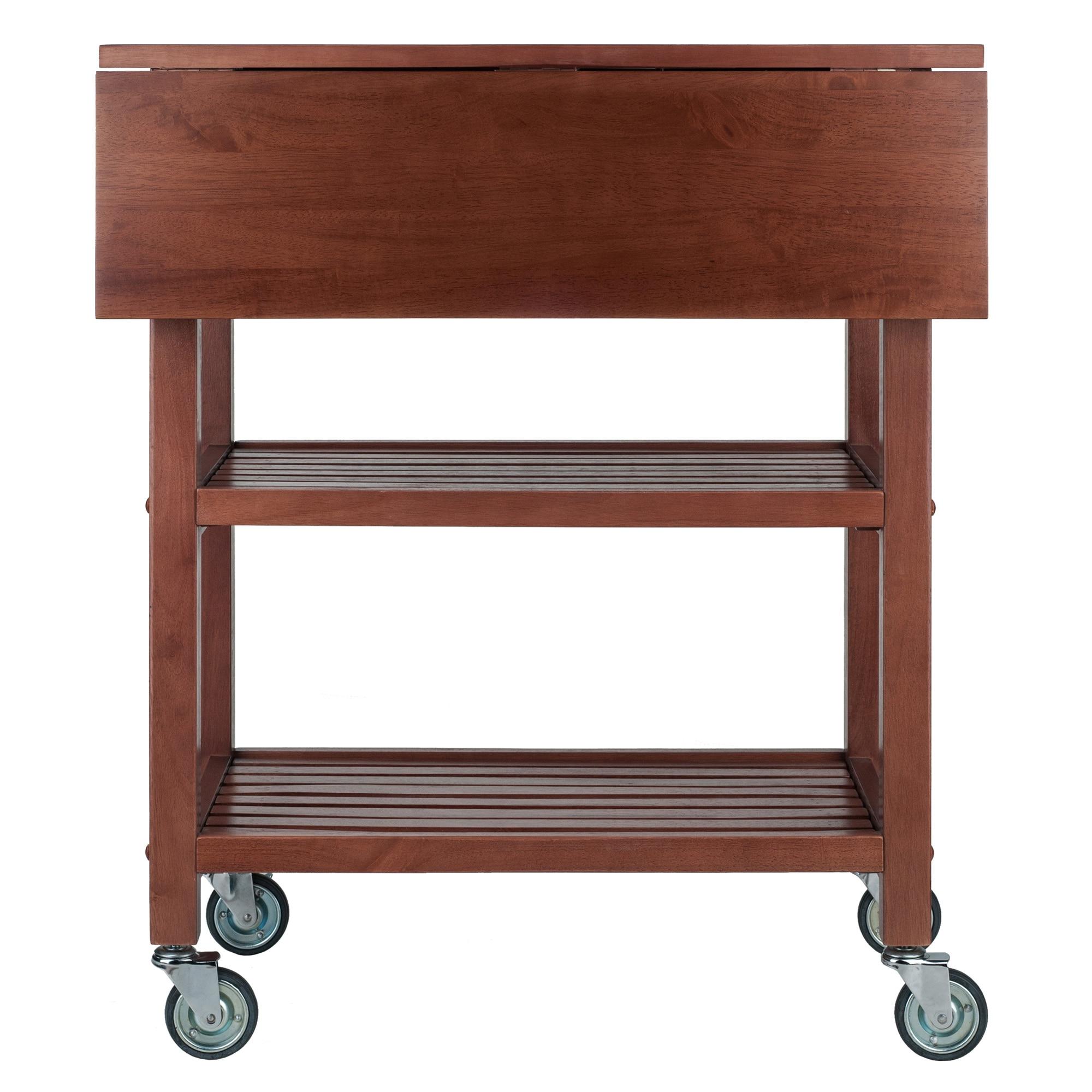 Jonathan Kitchen Cart Walnut - Winsome: Rolling Island with Storage, Wood Composite Surface