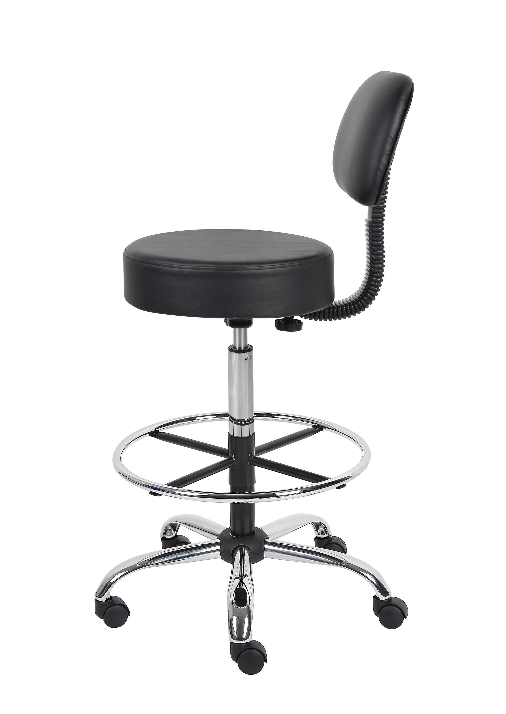 Boss Office Products Medical/Drafting Stool with Back Cushion Black: Adjustable Rolling Chair, Seat Cushion Office Chair