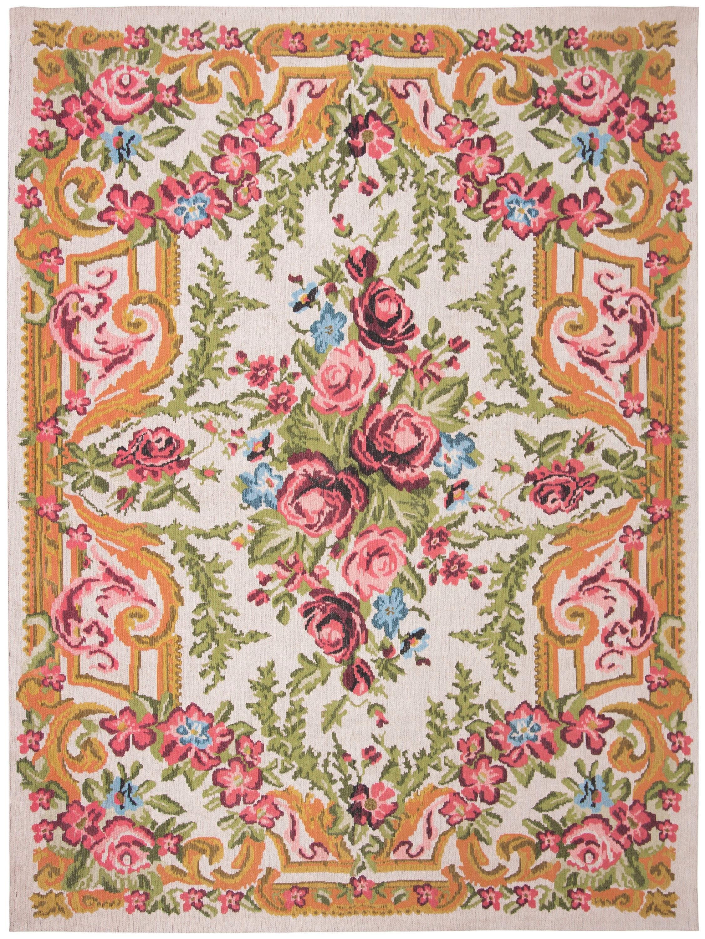 SAFAVIEH Classic Vintage Kyleigh Floral Polyester Area Rug, Ivory/Rose, 8' x 10'
