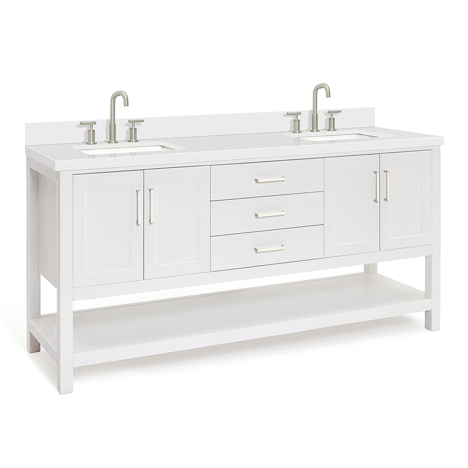 Ariel S073dwqrvo Magnolia 73" Free Standing Double Basin Vanity Set - White / Pure White