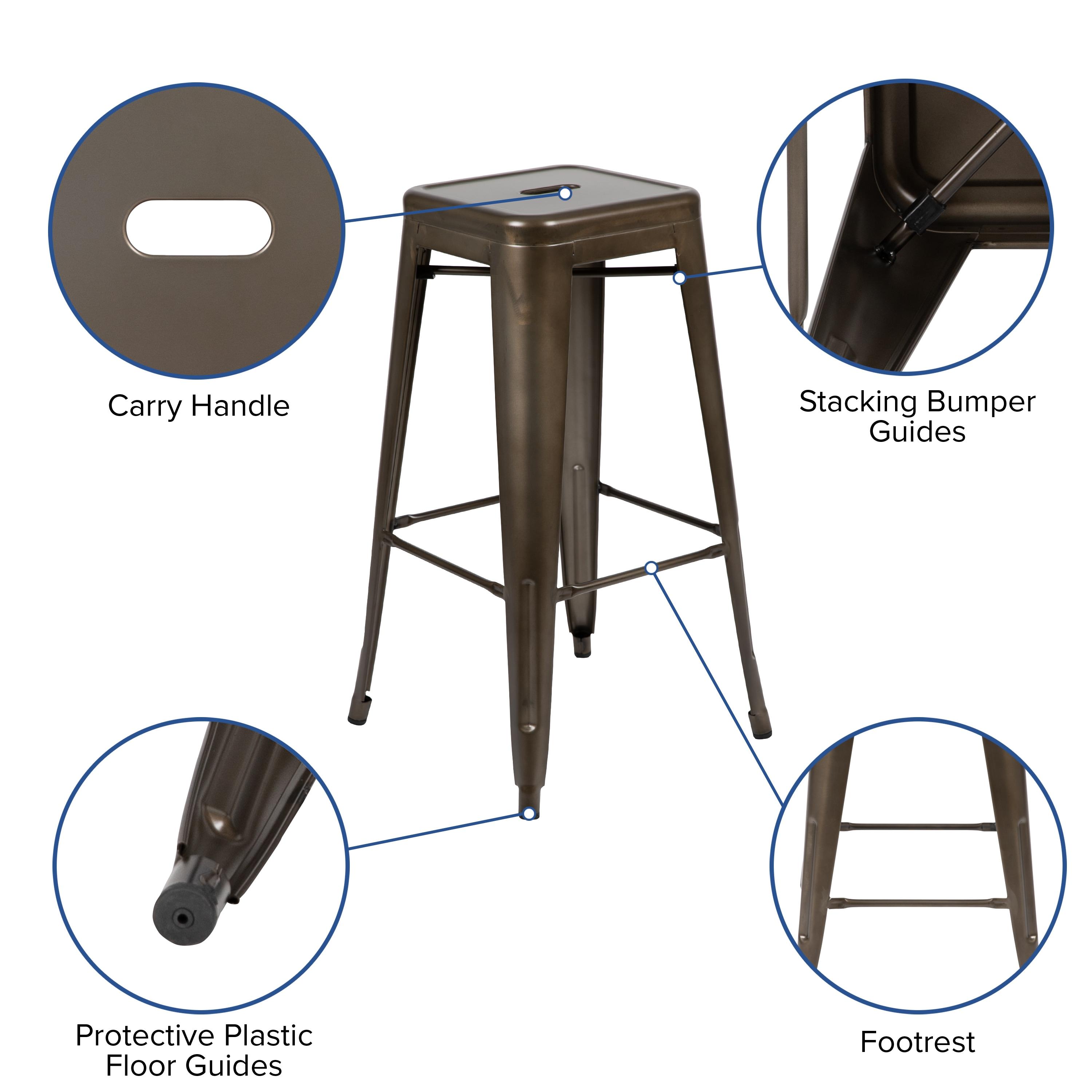 Flash Furniture 30" High Metal Indoor Bar Stool in Gun Metal Gray - Stackable Set of 4