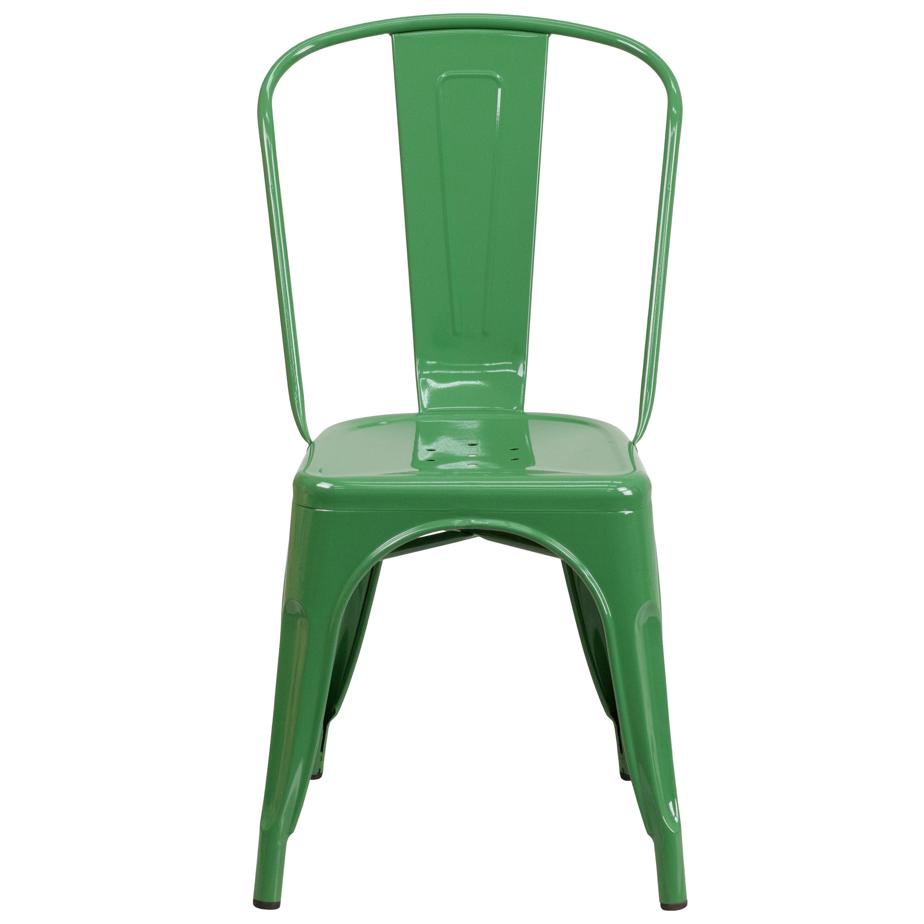Flash Furniture Commercial Grade Green Metal Indoor-Outdoor Stackable Chair