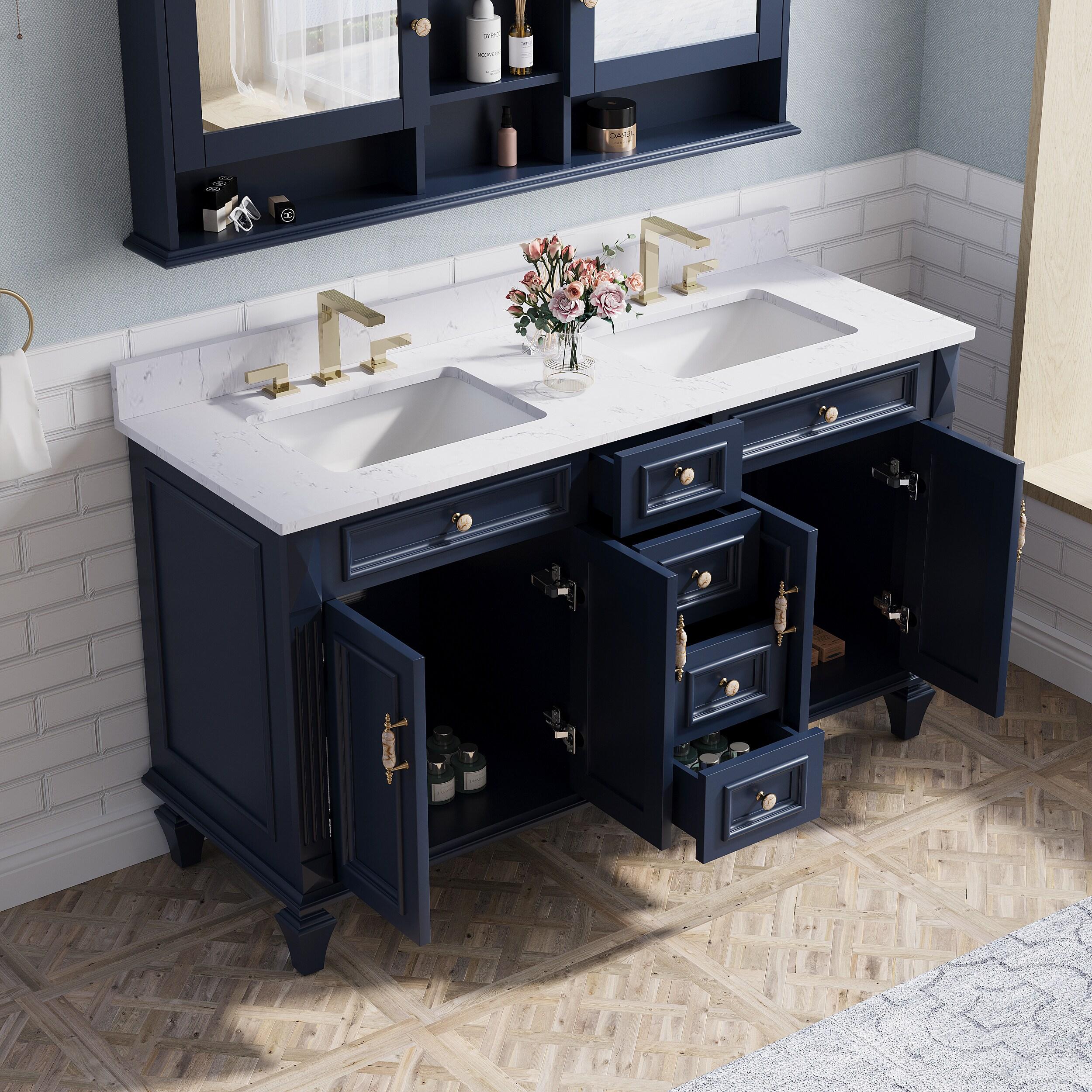 Etta Avenue™ Lydie 60'' Double Bathroom Vanity with Marble Top