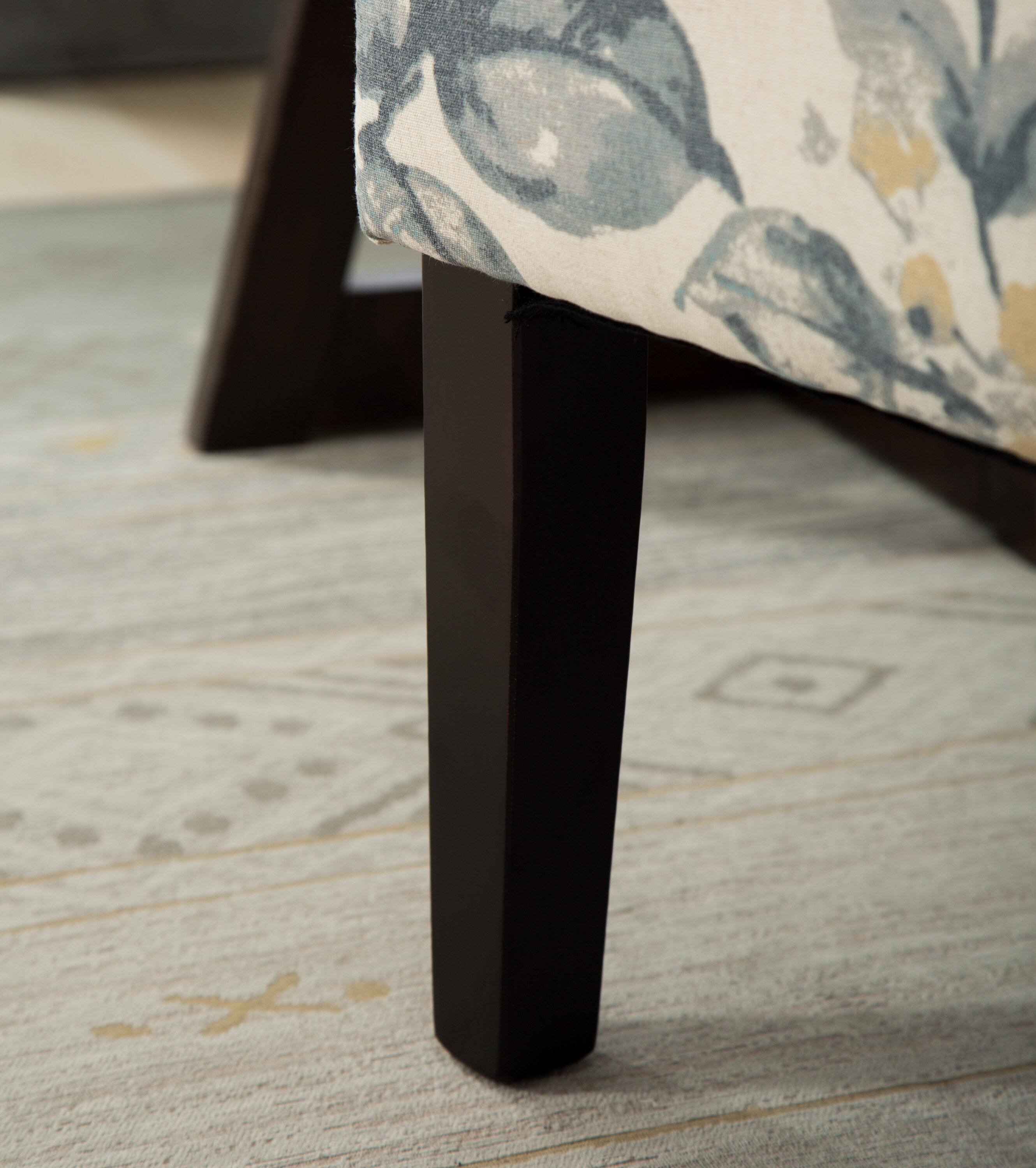 Roundhill Furniture Capa Fabric Armless Contemporary Accent Chair Blue Leaves