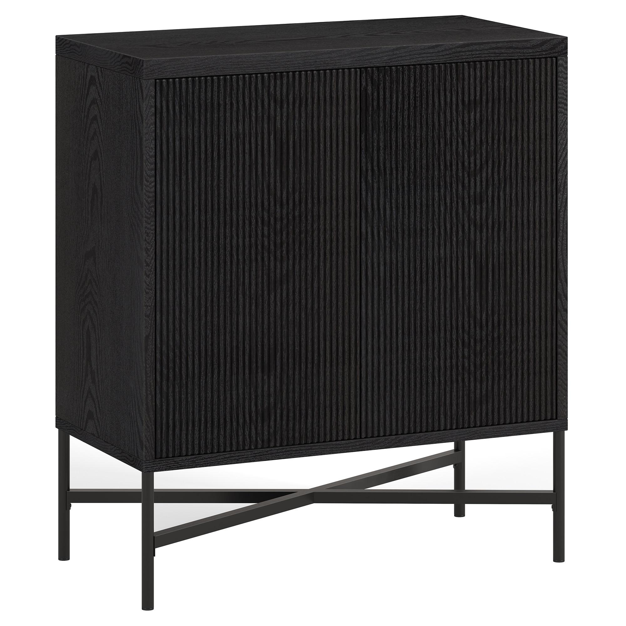 Evelyn&Zoe Brighton 28" Wide Rectangular Accent Cabinet, Black Grain