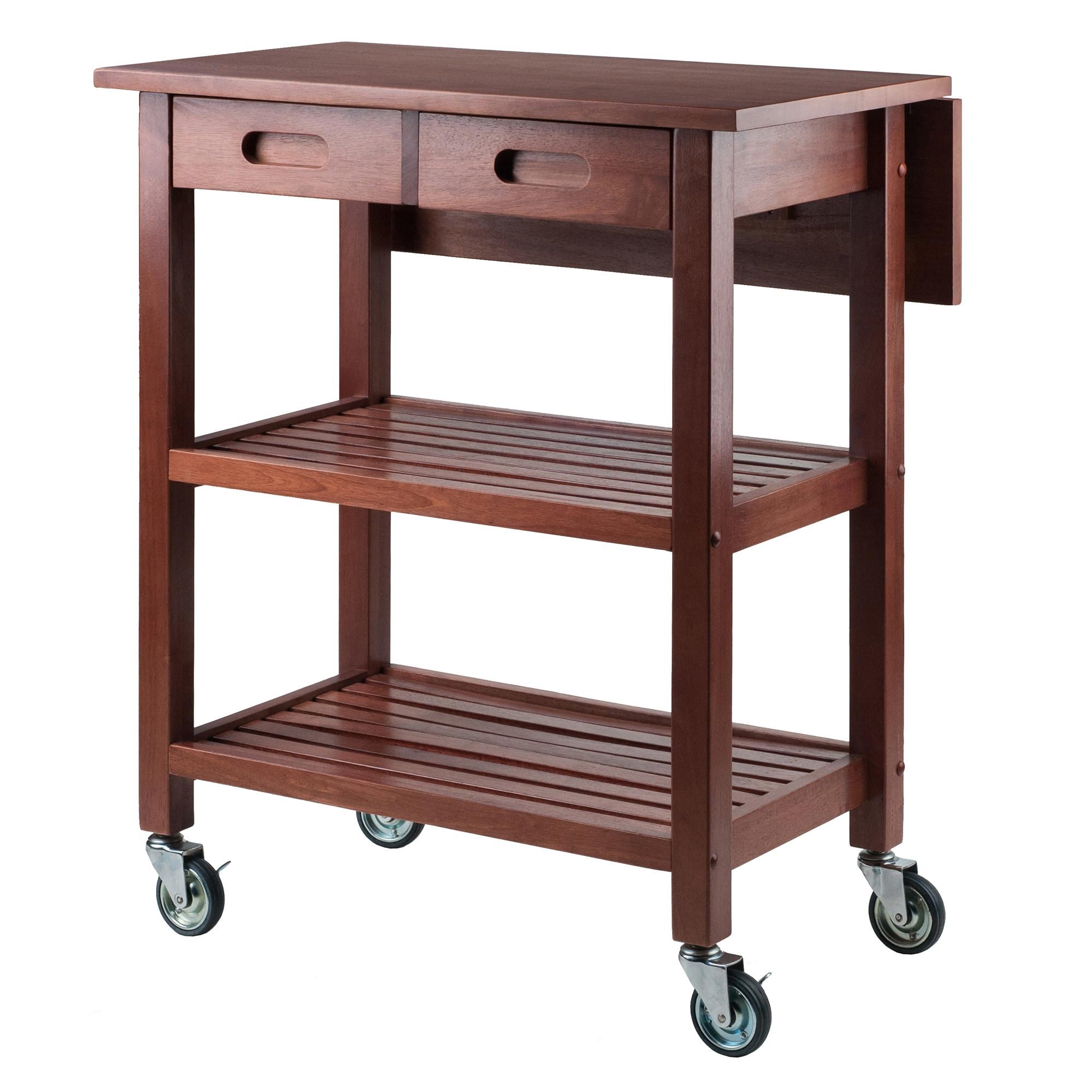 Jonathan Kitchen Cart Walnut - Winsome: Rolling Island with Storage, Wood Composite Surface