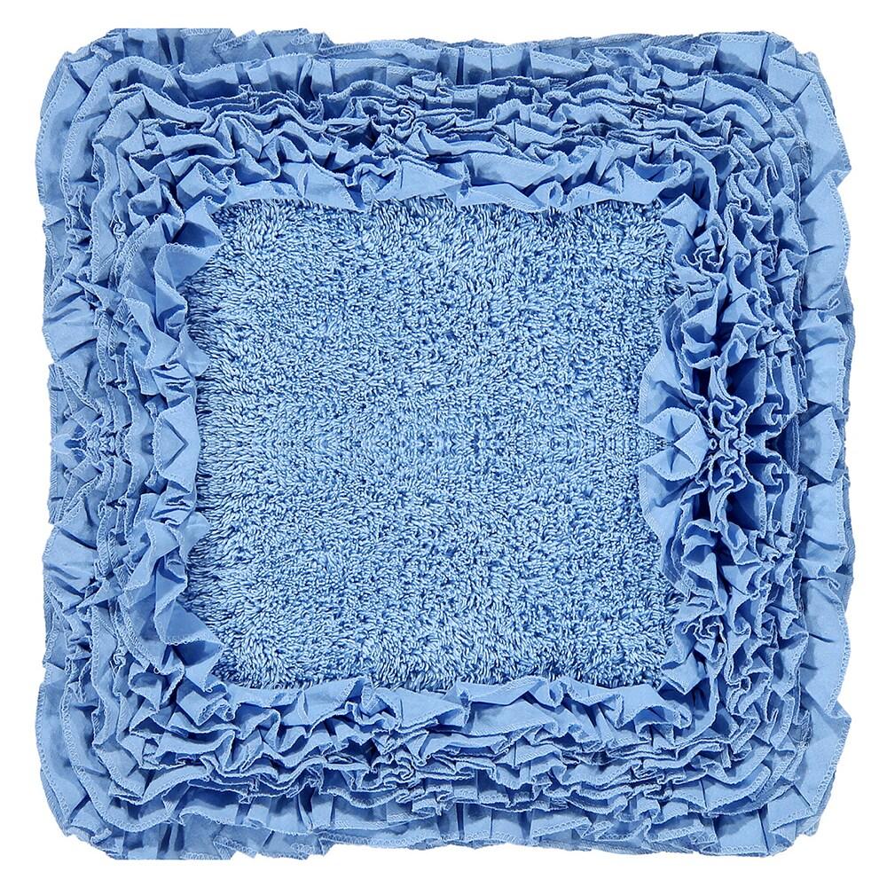 24"x40" Shaggy Border Collection Bath Rug Blue - Better Trends: Cotton Tufted, Machine Washable, No Backing