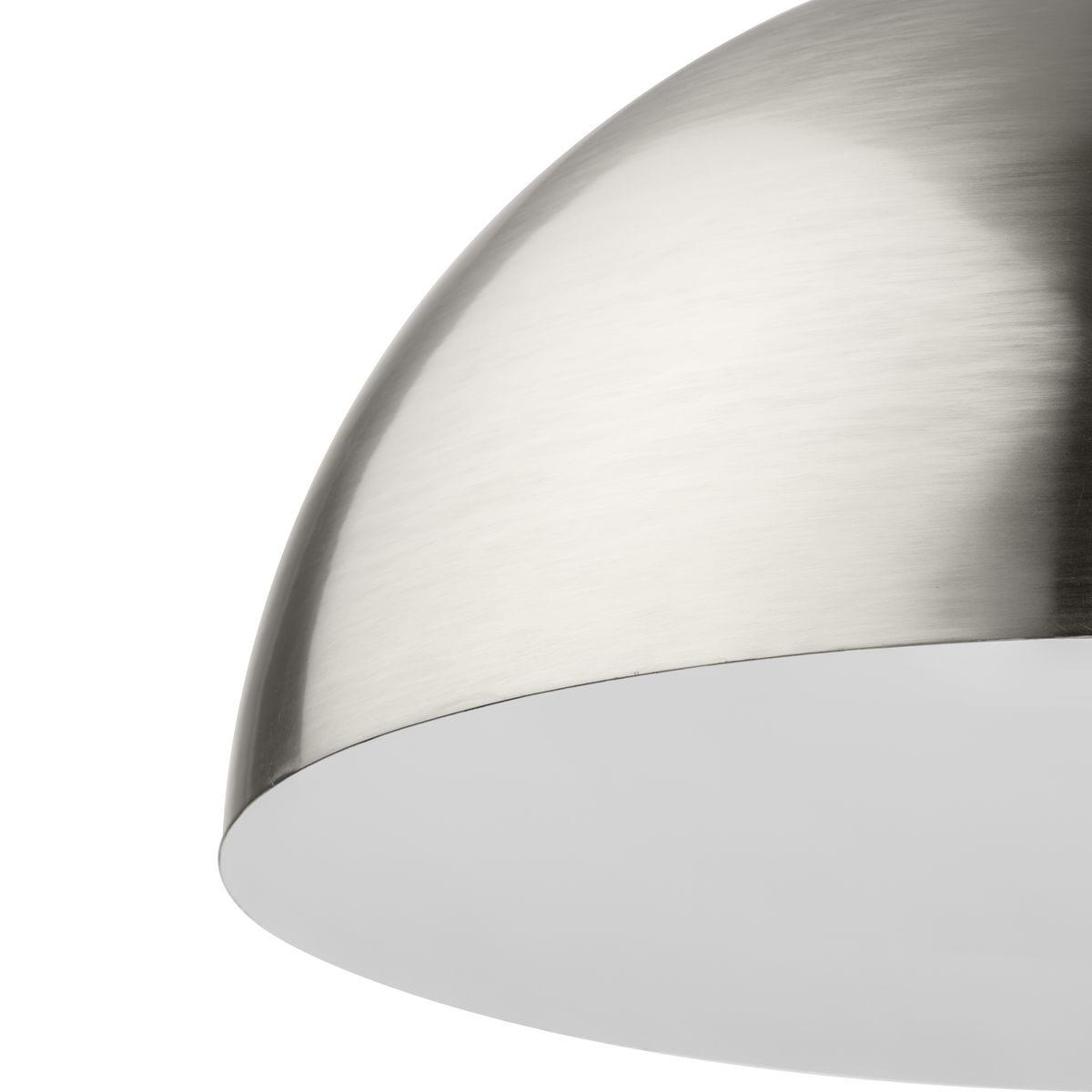 Progress Lighting Perimeter 1-Light Pendant, Brushed Nickel, White Interior Shade: Iconic modern design for kitchens and breakfast nooks.