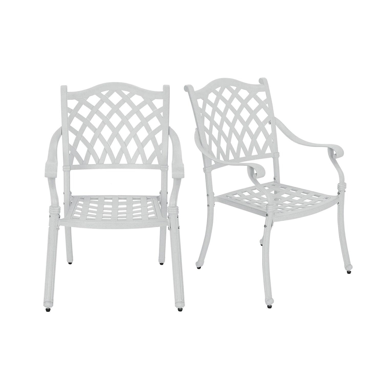 Mondawe Cast Aluminum Chair Woven Slatted AL Dining Chair White