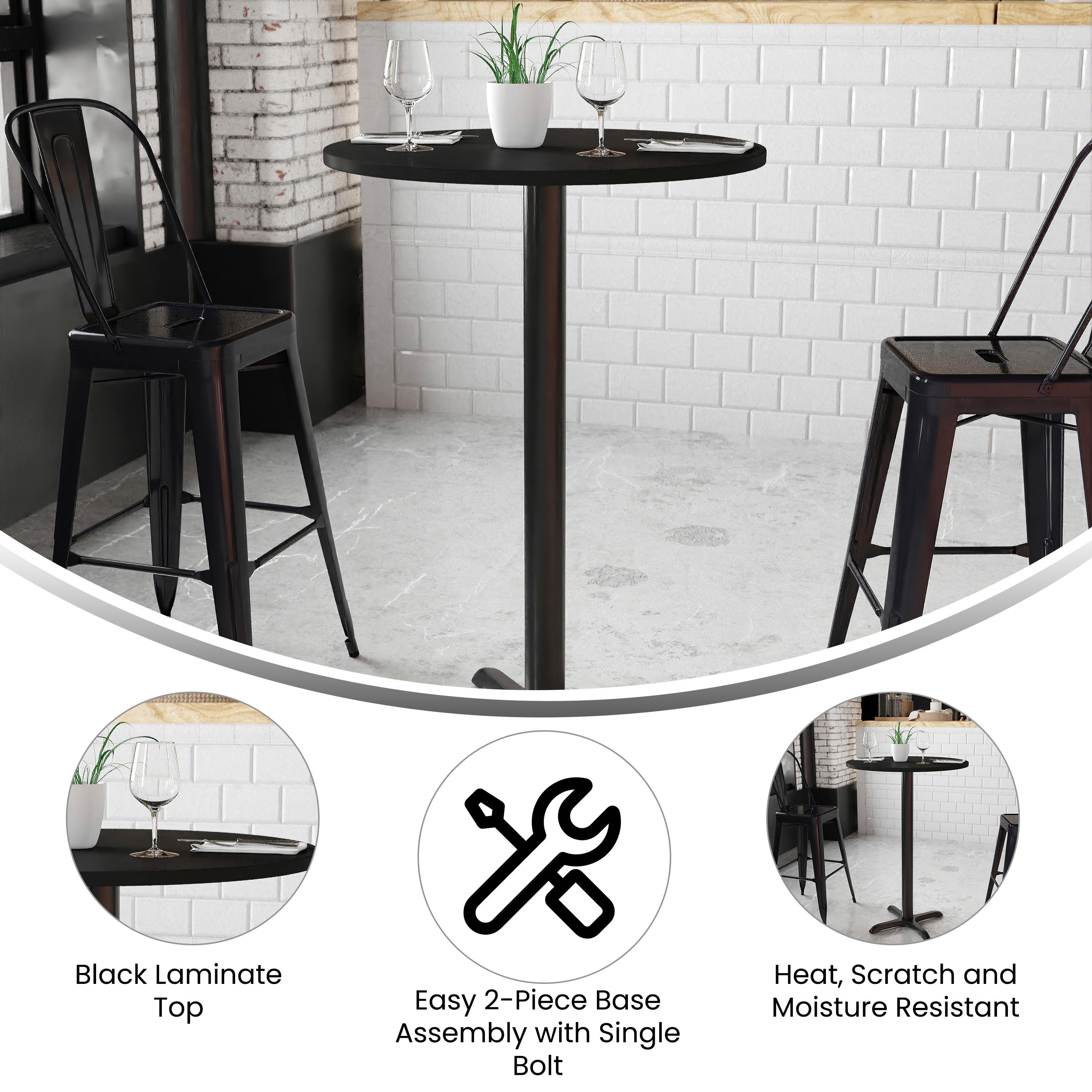 Flash Furniture Carrus Round Laminate Table Top with Height Table Base