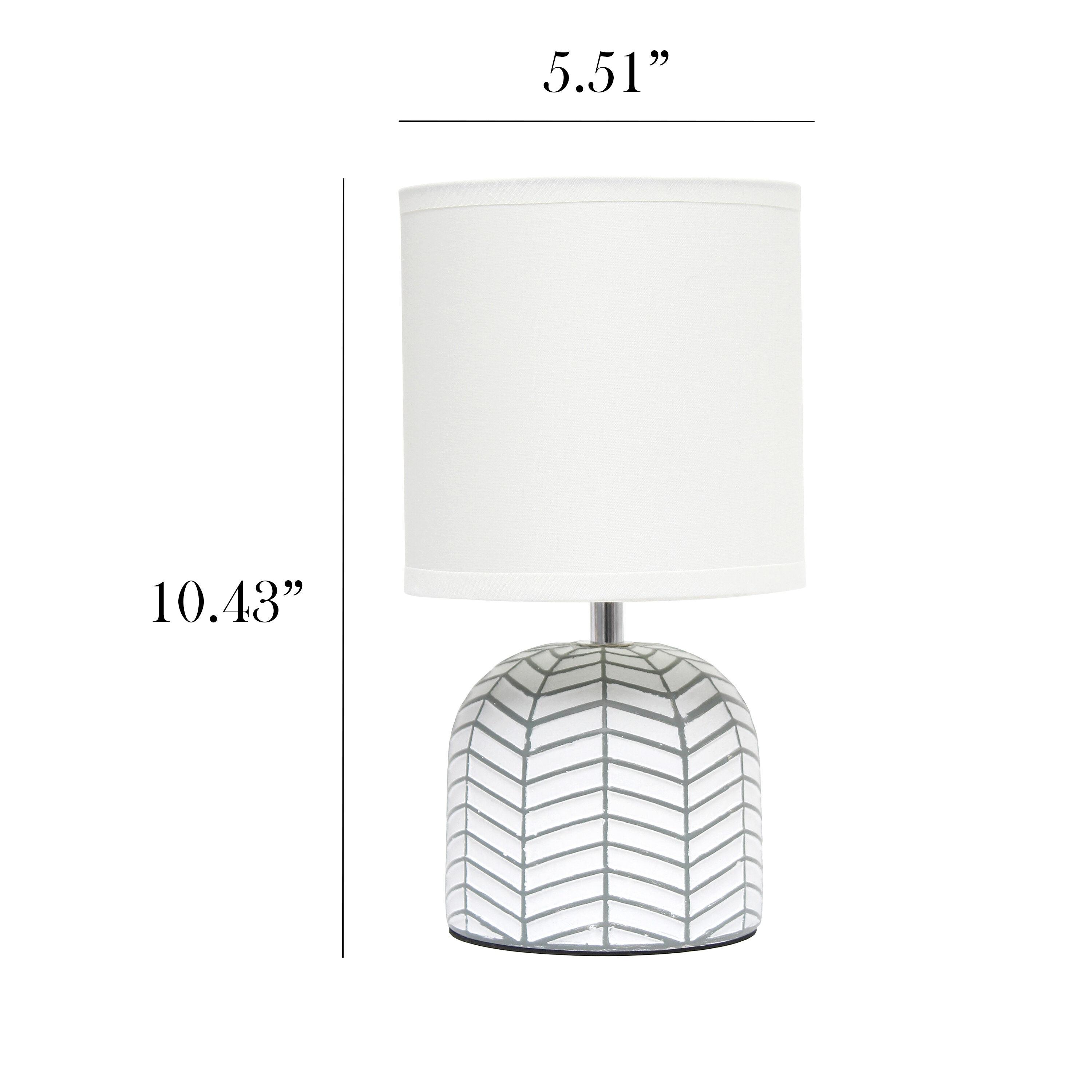 10.43" Petite Contemporary Webbed Waves Base Bedside Lamp with White Drum Shade - Simple Designs: ETL Listed, No Assembly Required