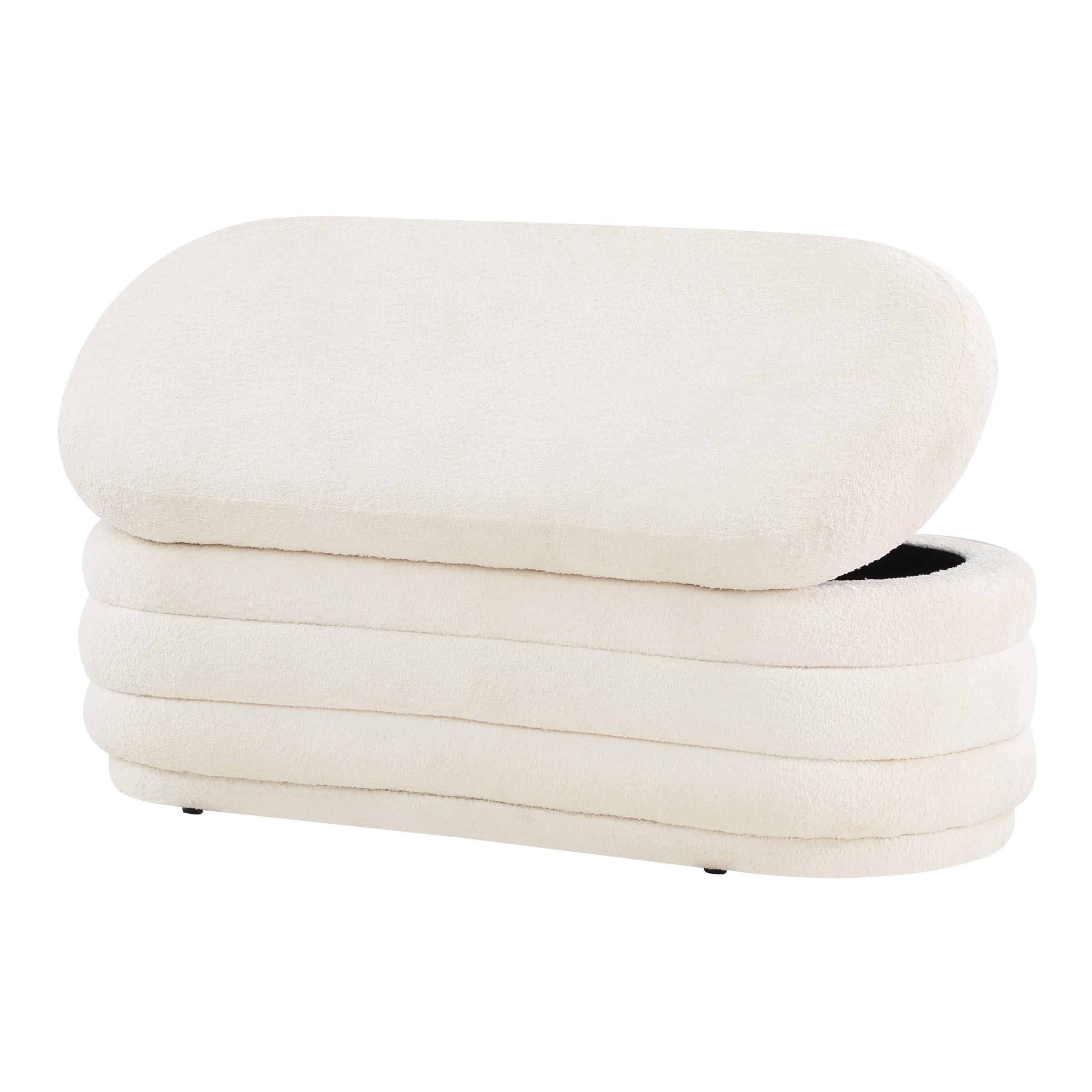 Clifford Storage Bench- White Fabric Snow Sherpa
